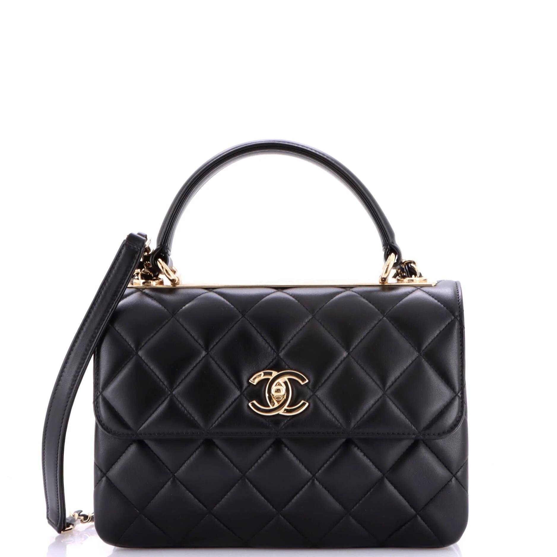Trendy CC Top Handle leather handbag