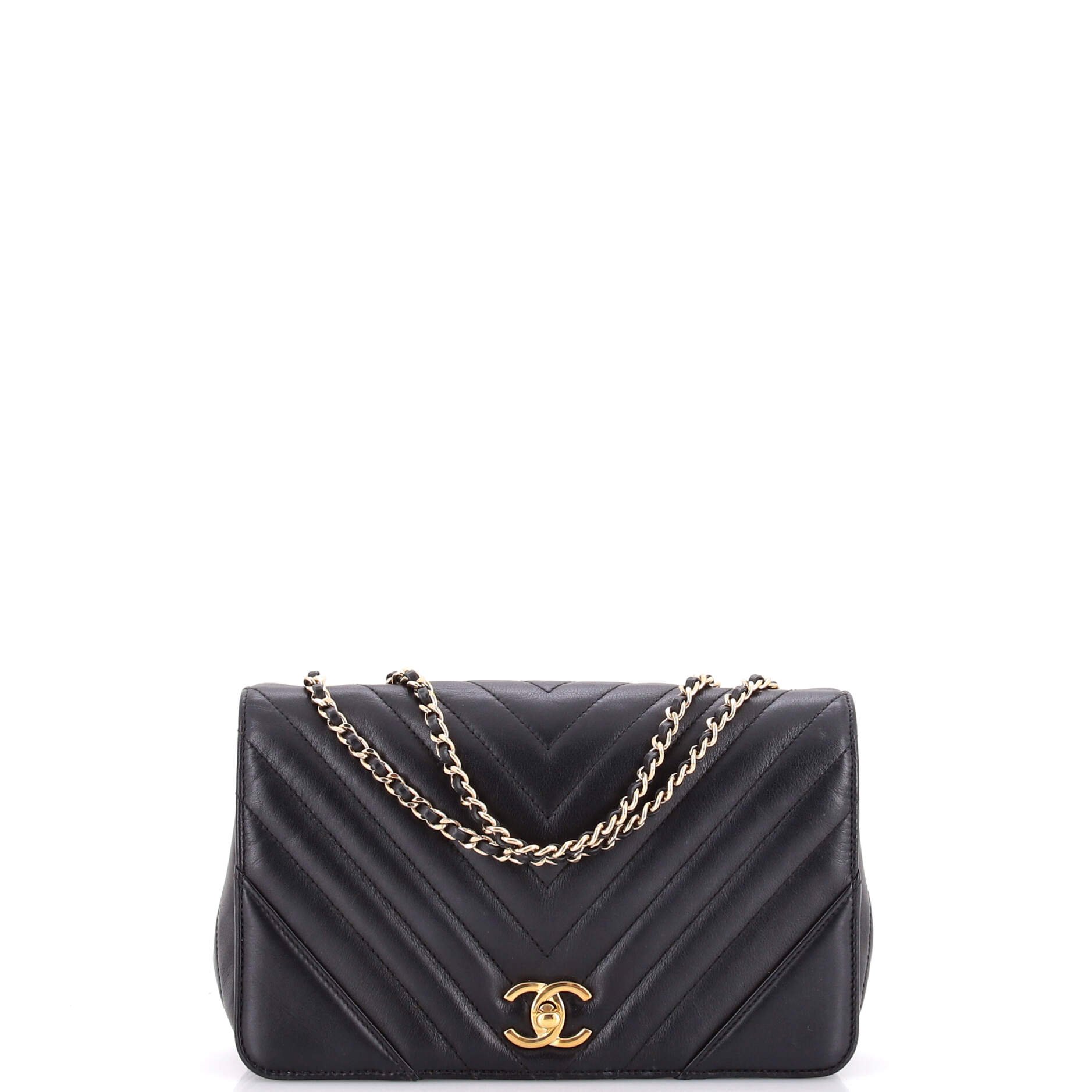 Statement Flap Bag Chevron Calfskin Small