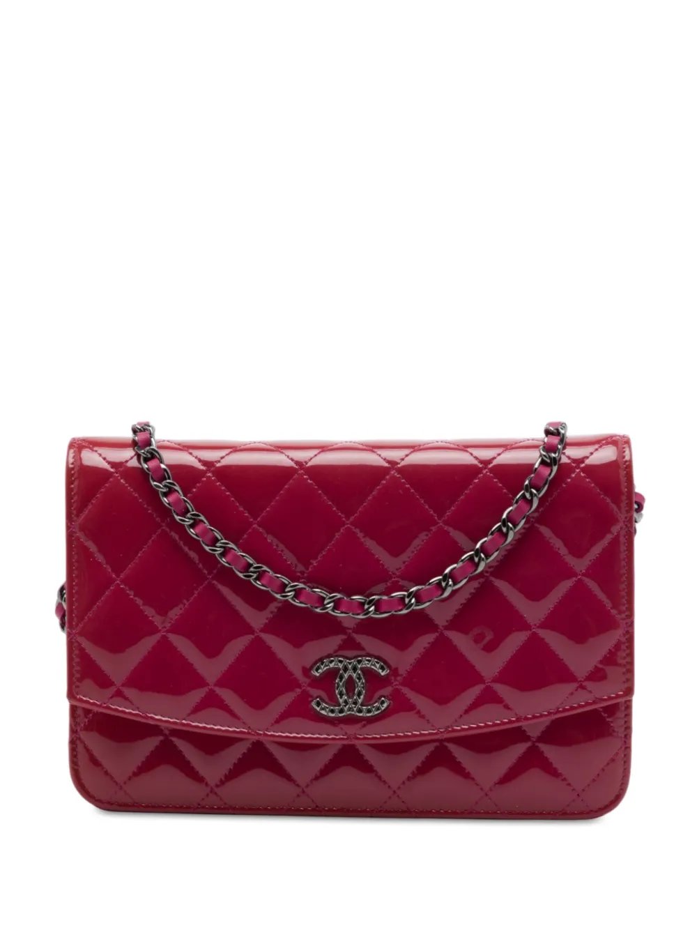 2014-2015 CC Quilted Patent Brilliant Wallet On Chain crossbody bag