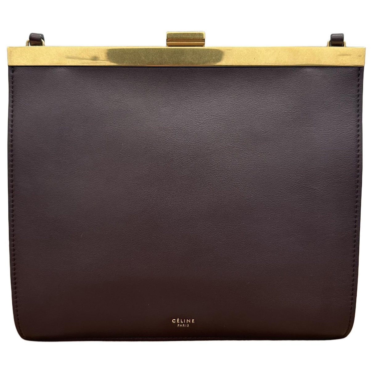 Clasp leather handbag