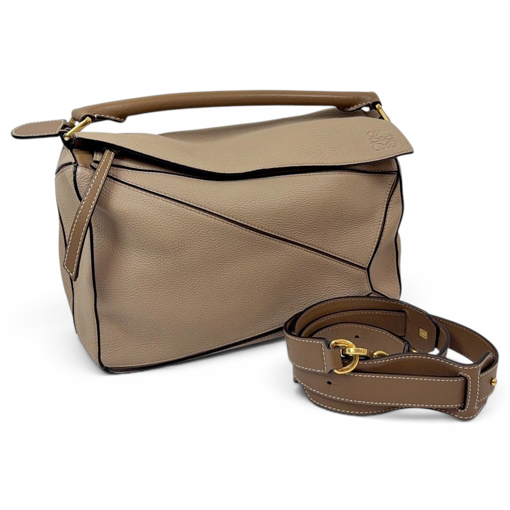 Puzzle leather handbag