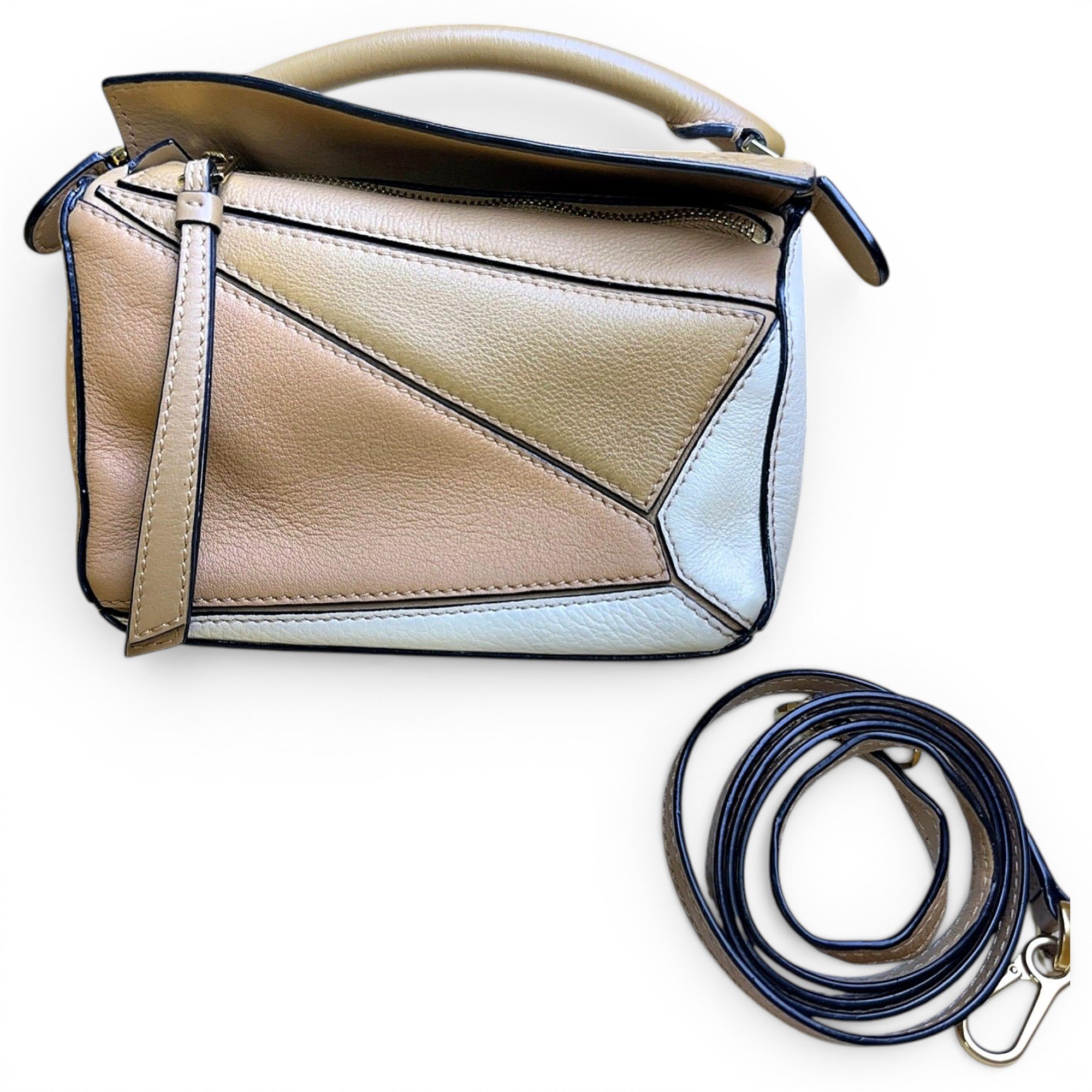 Puzzle leather handbag