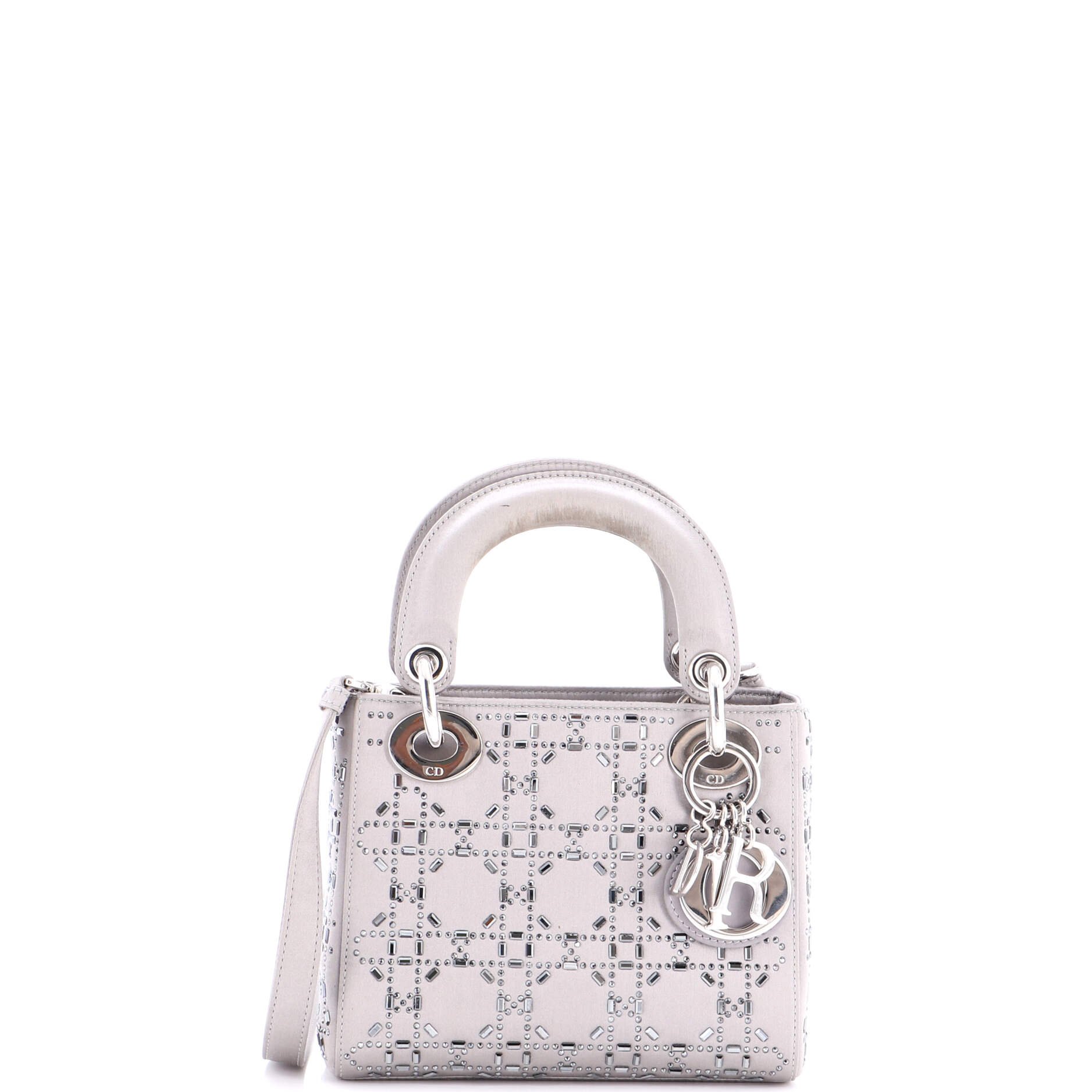 Lady Dior Bag Crystal Embellished Cannage Quilt Satin Mini