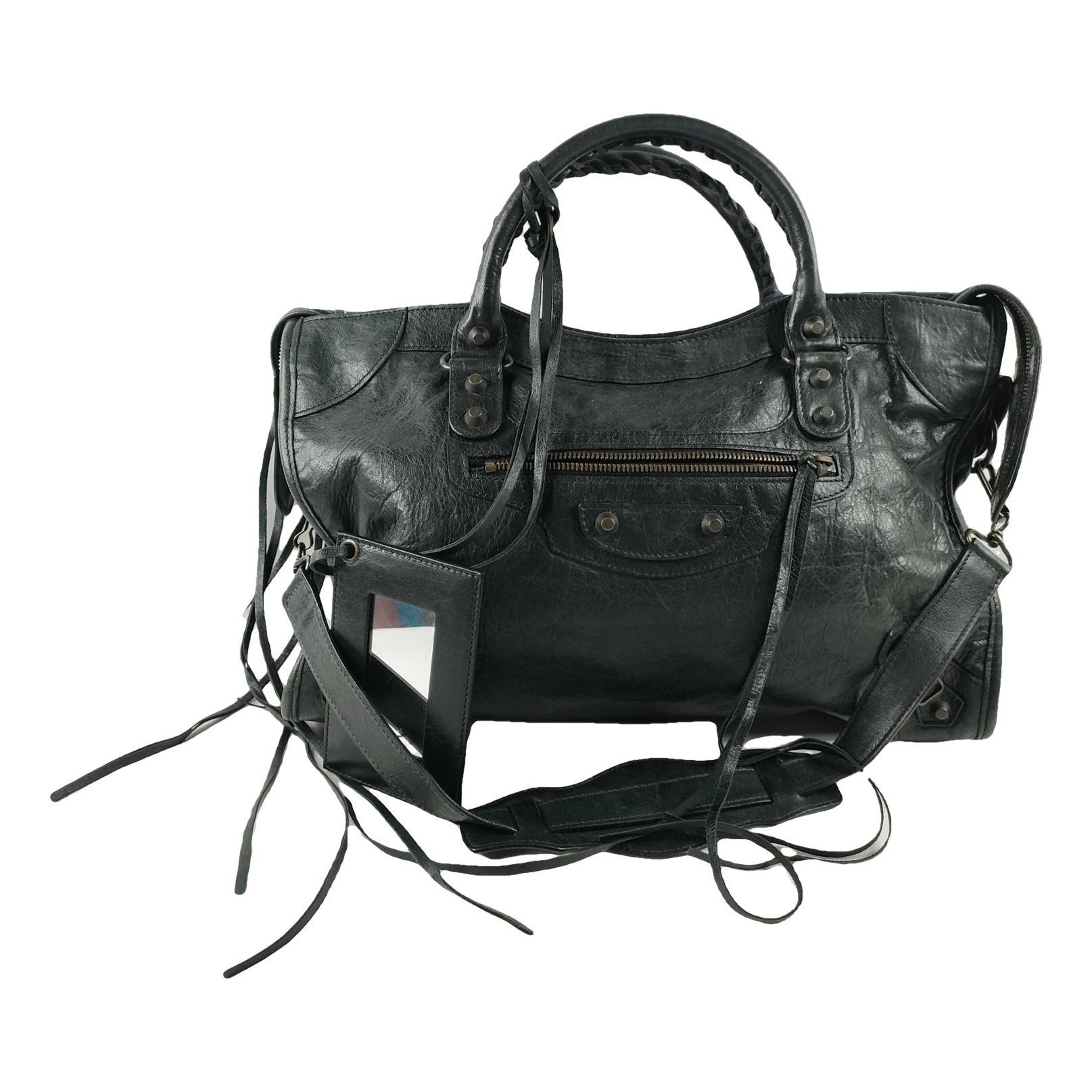 City leather handbag