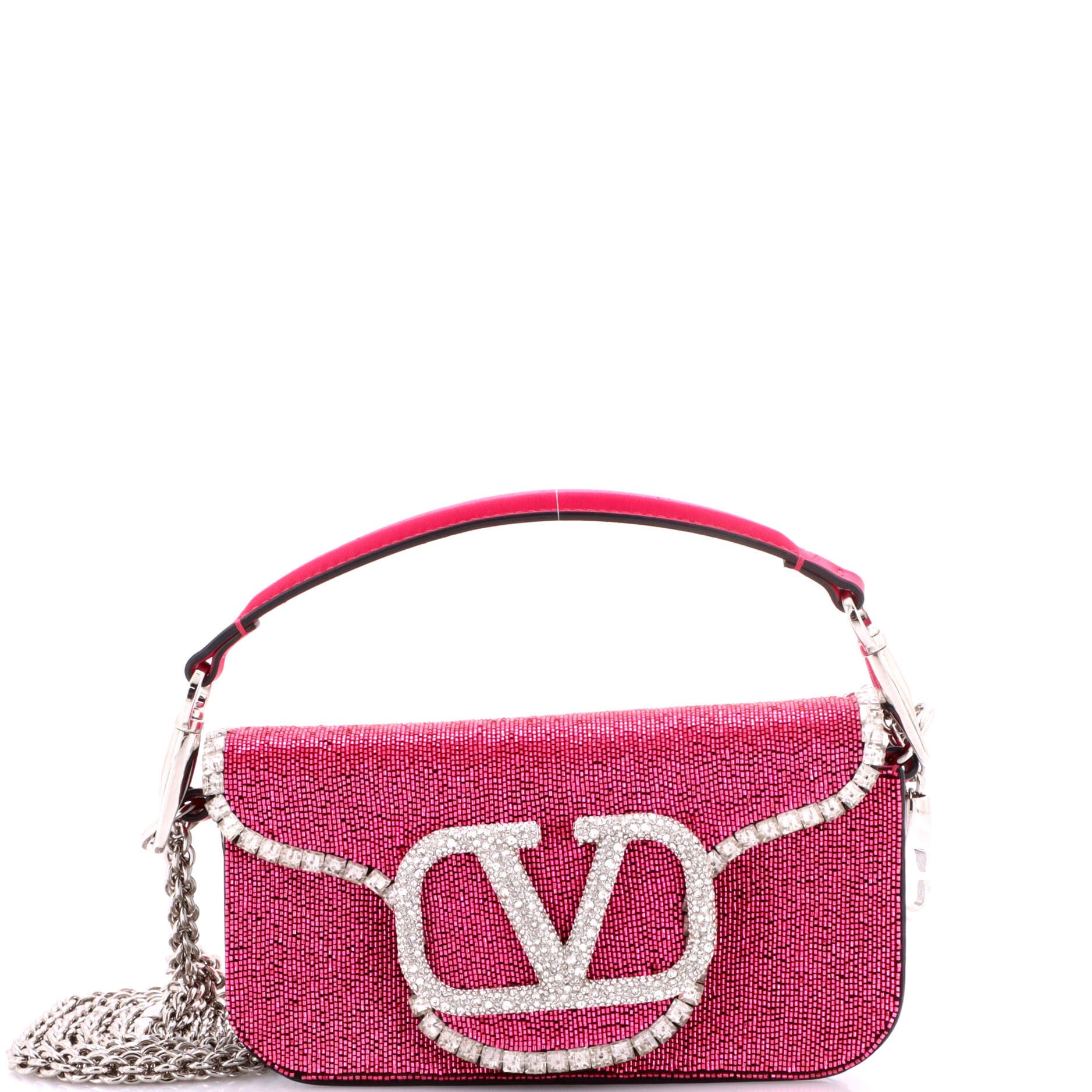 Valentino Garavani VLogo Loco Flap Shoulder Bag Embellished Leather Small