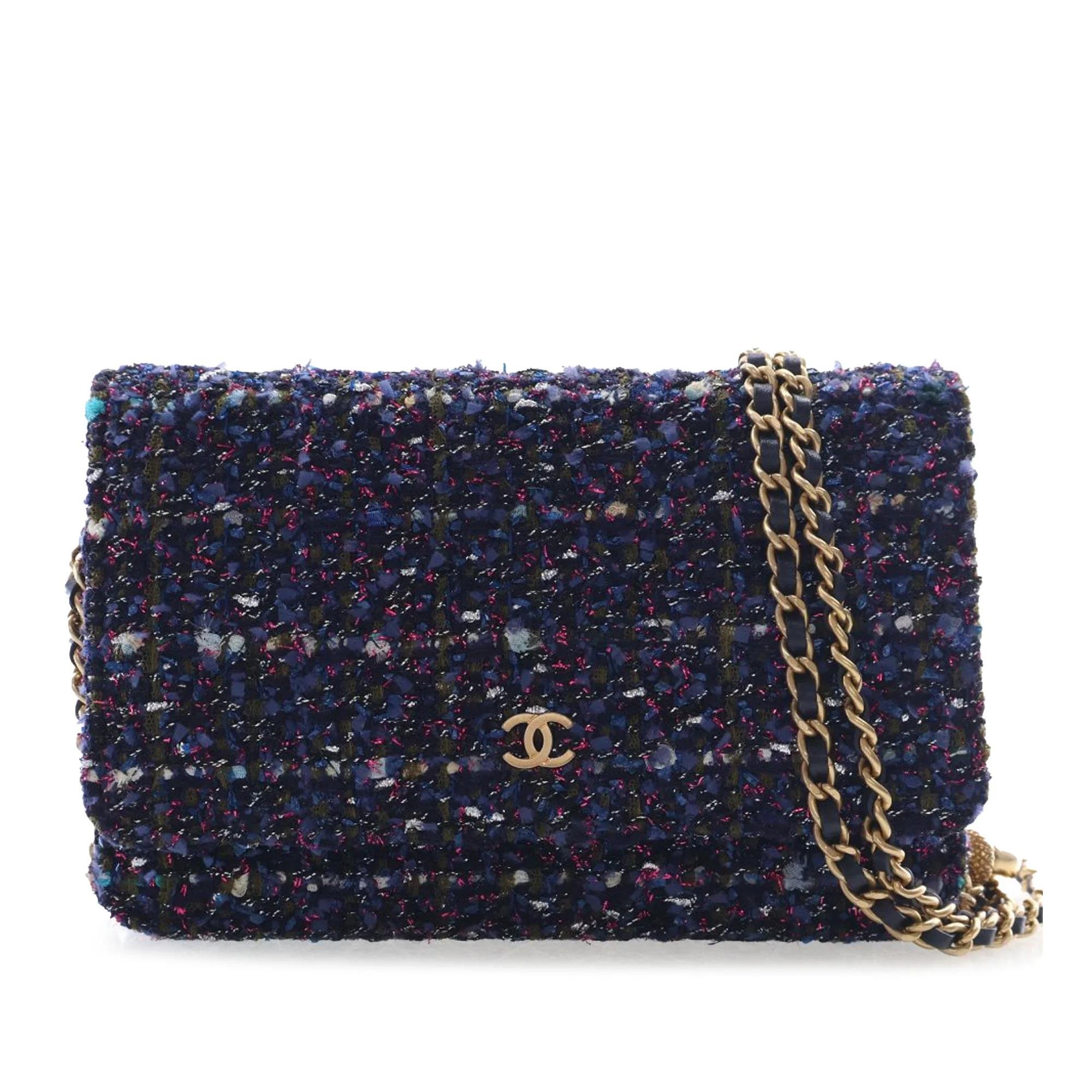 Wallet On Chain tweed crossbody bag