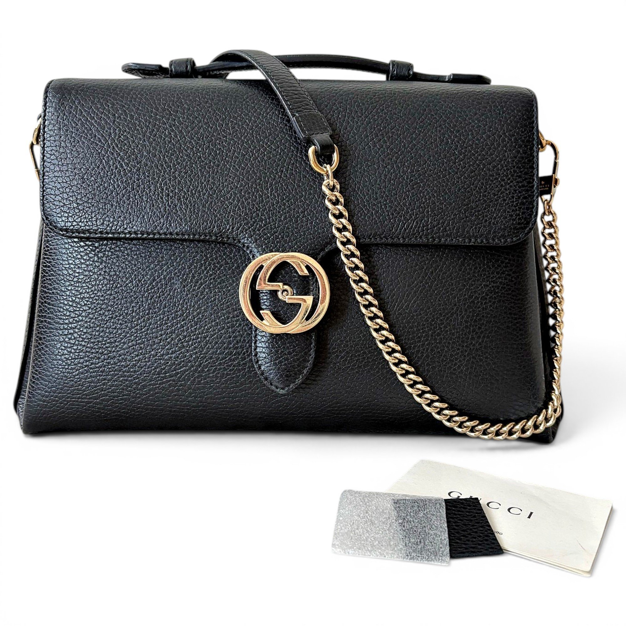Interlocking leather handbag