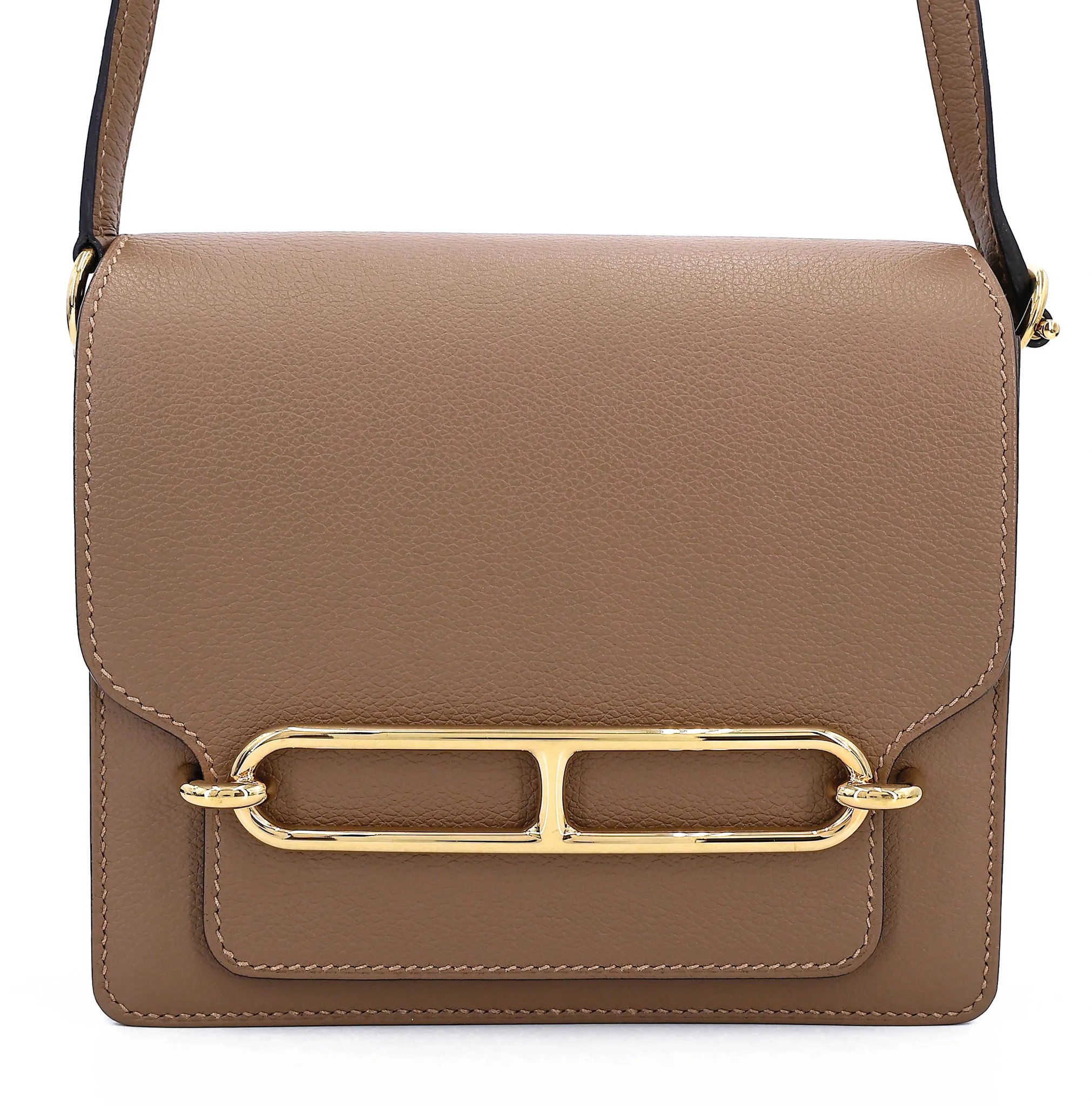 Very Good ( Rank A) HERMÈS Roulis Mini Beige de Weimar (D0) Evercolor Permabrass hardware Z (2021)