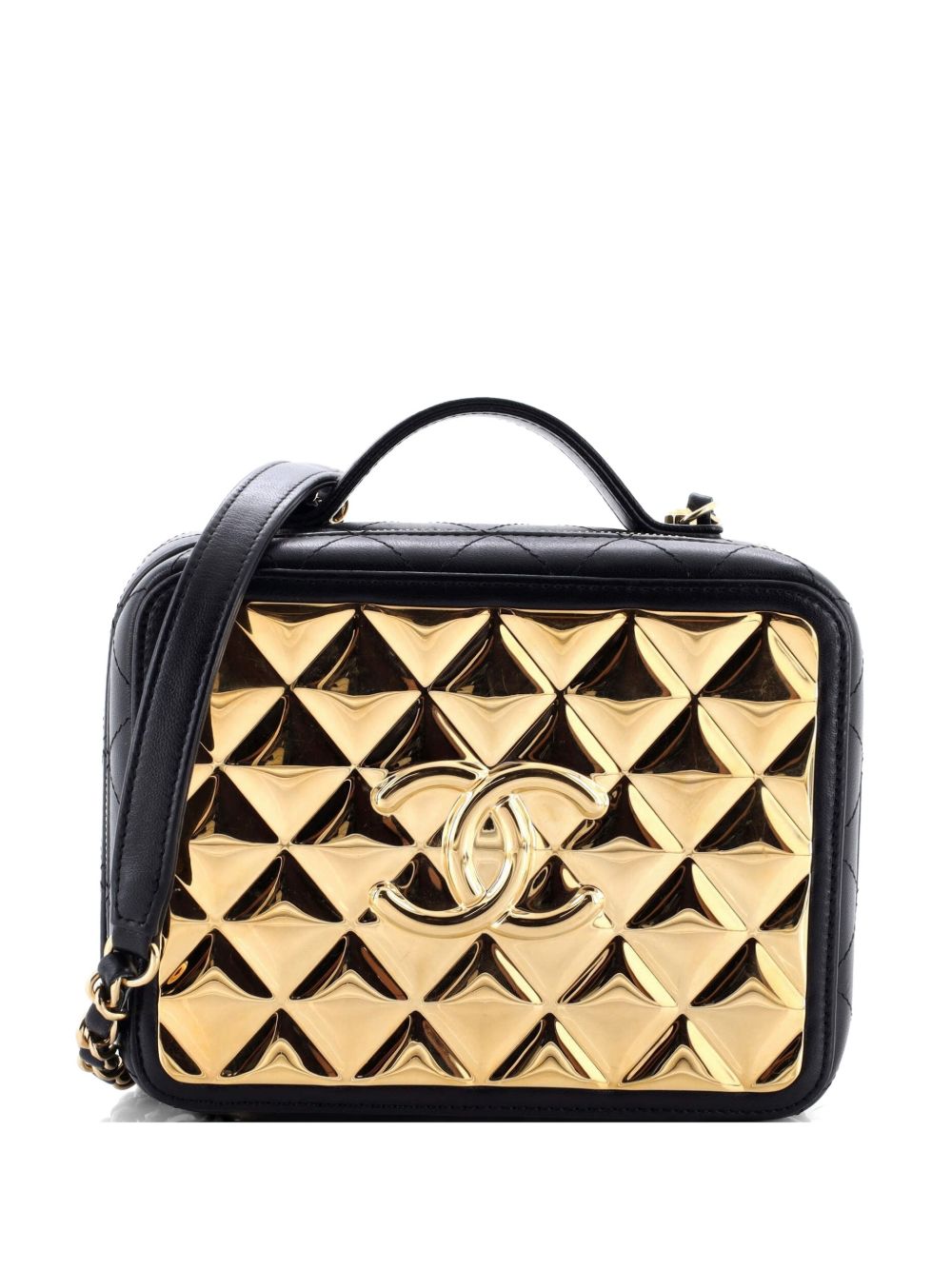 Golden Plate Vanity Case Quilted Metal and Lambskin Medium satchel