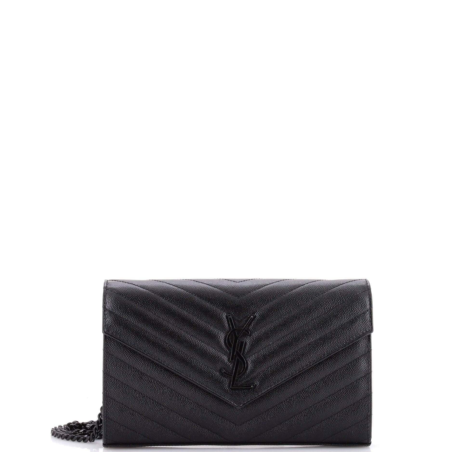 Classic Monogram Wallet on Chain Matelasse Chevron Leather Medium