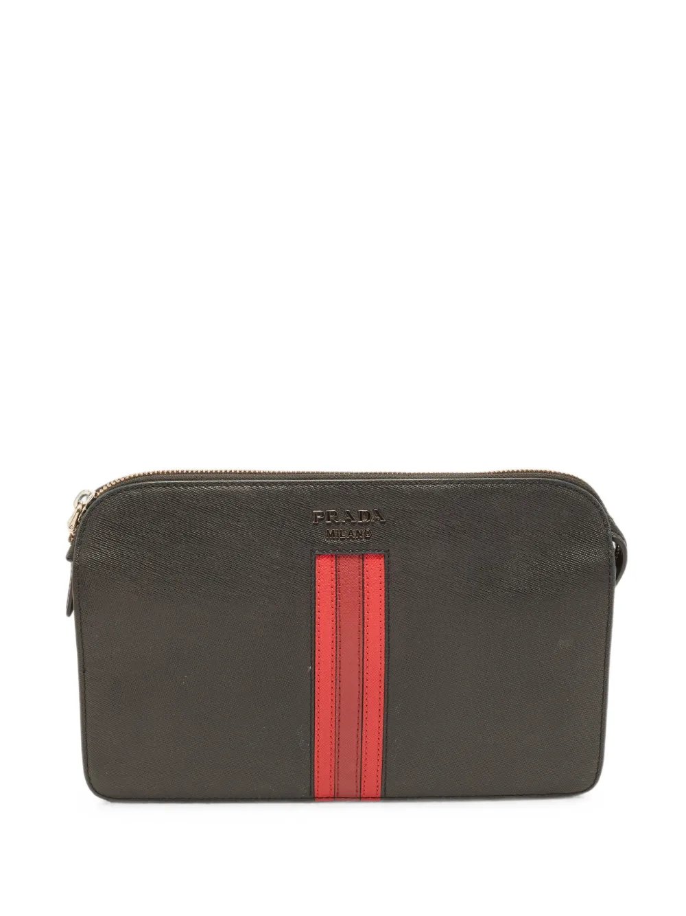 stripe-detail clutch bag