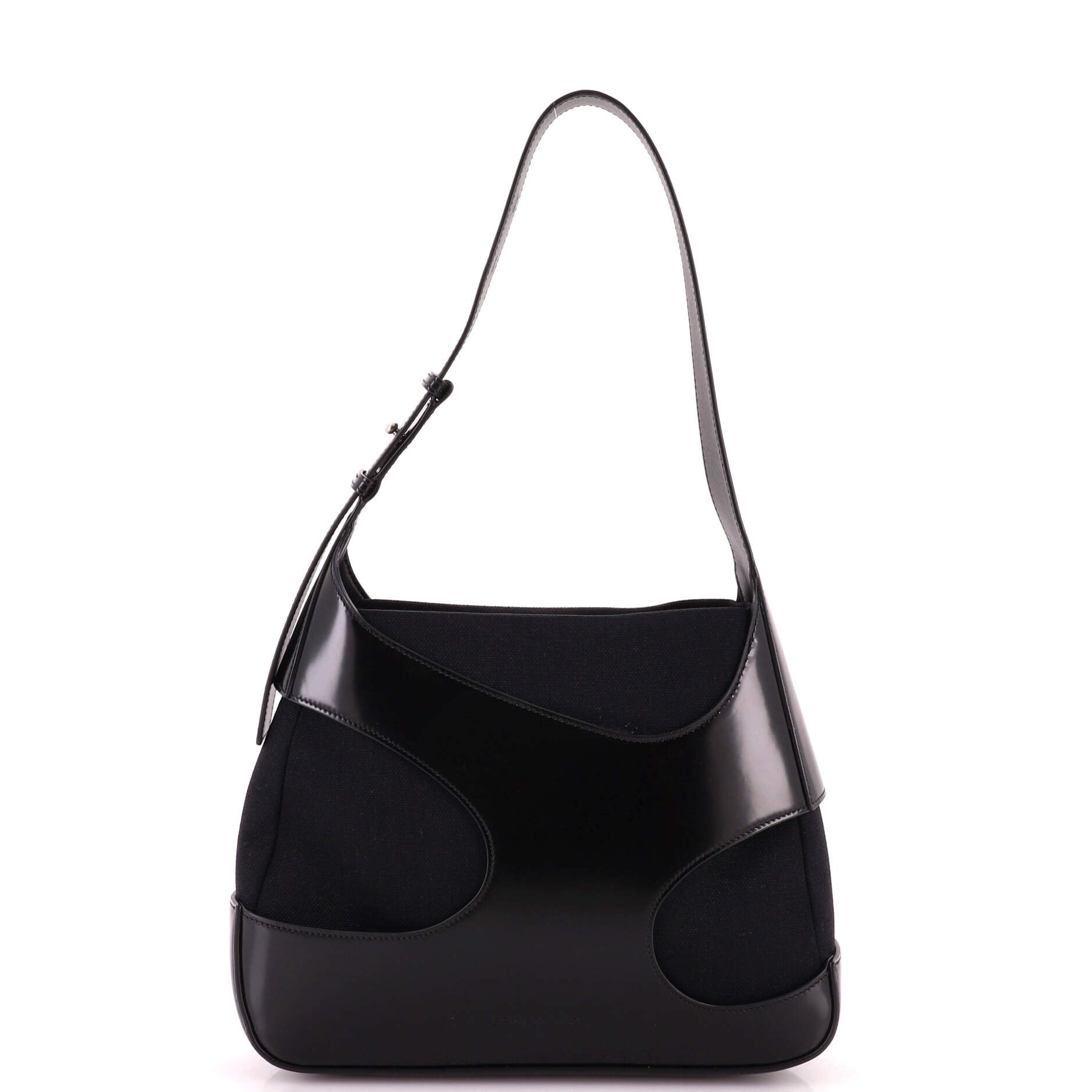 Cut Out Shoulder Bag Leather and Canvas Medium