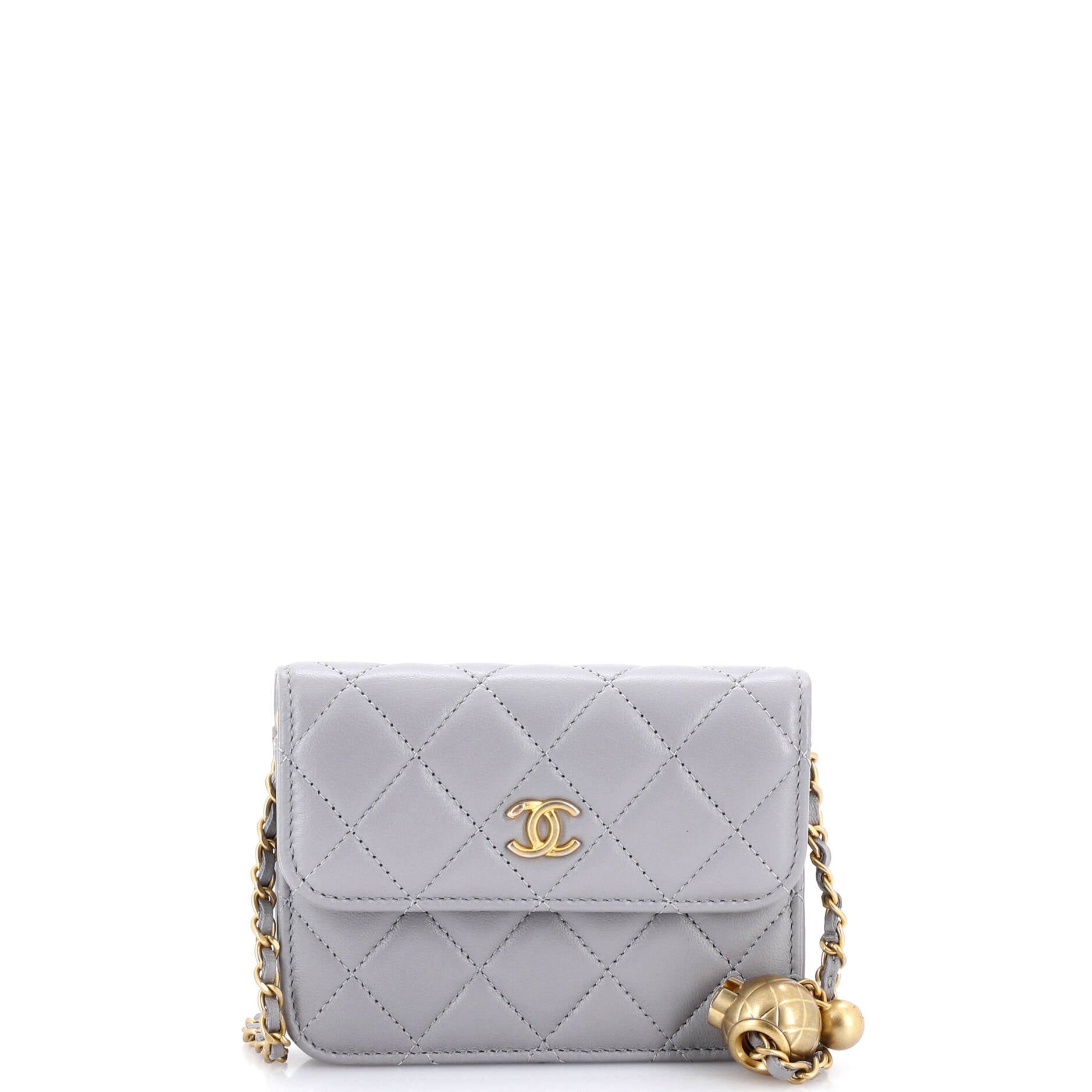 Pearl Crush Flap Clutch with Chain Quilted Lambskin Mini