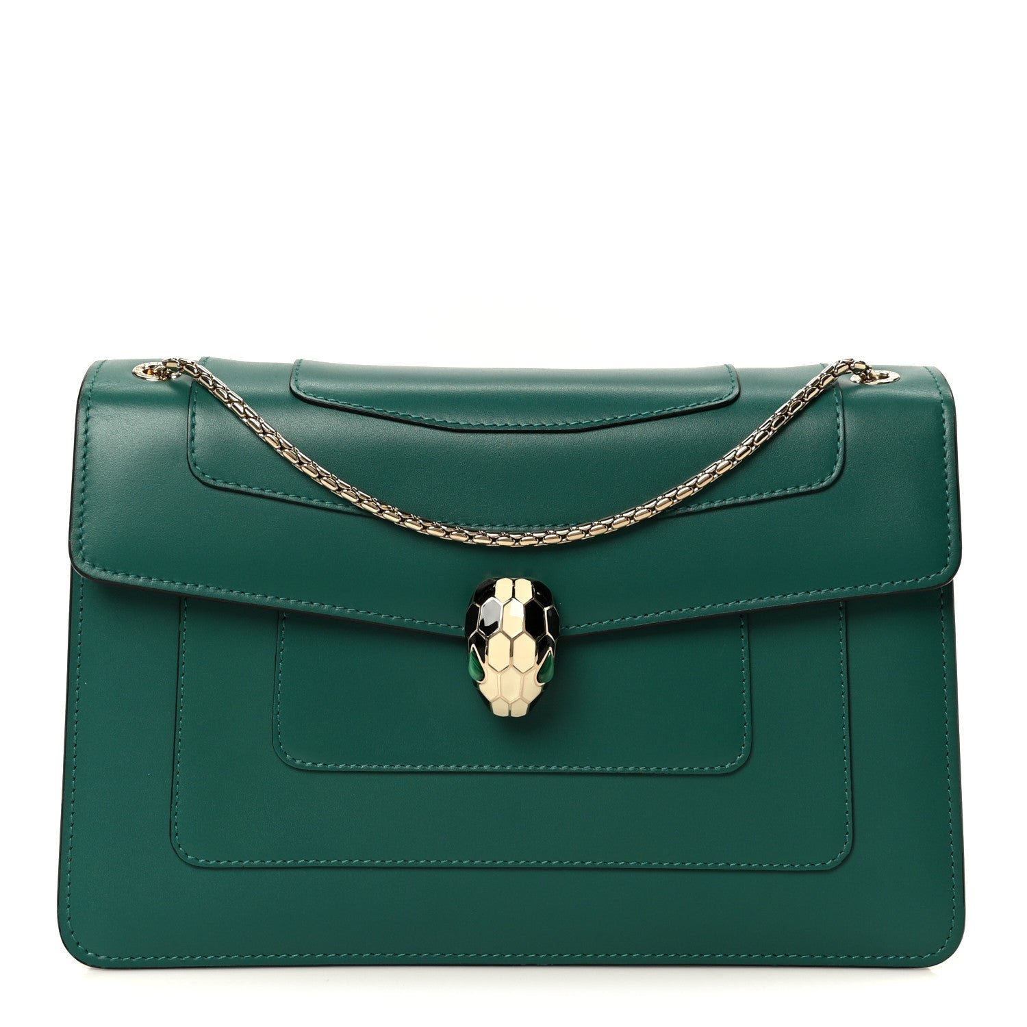 Bulgari Calfskin Serpenti Forever Shoulder Bag Emerald Green