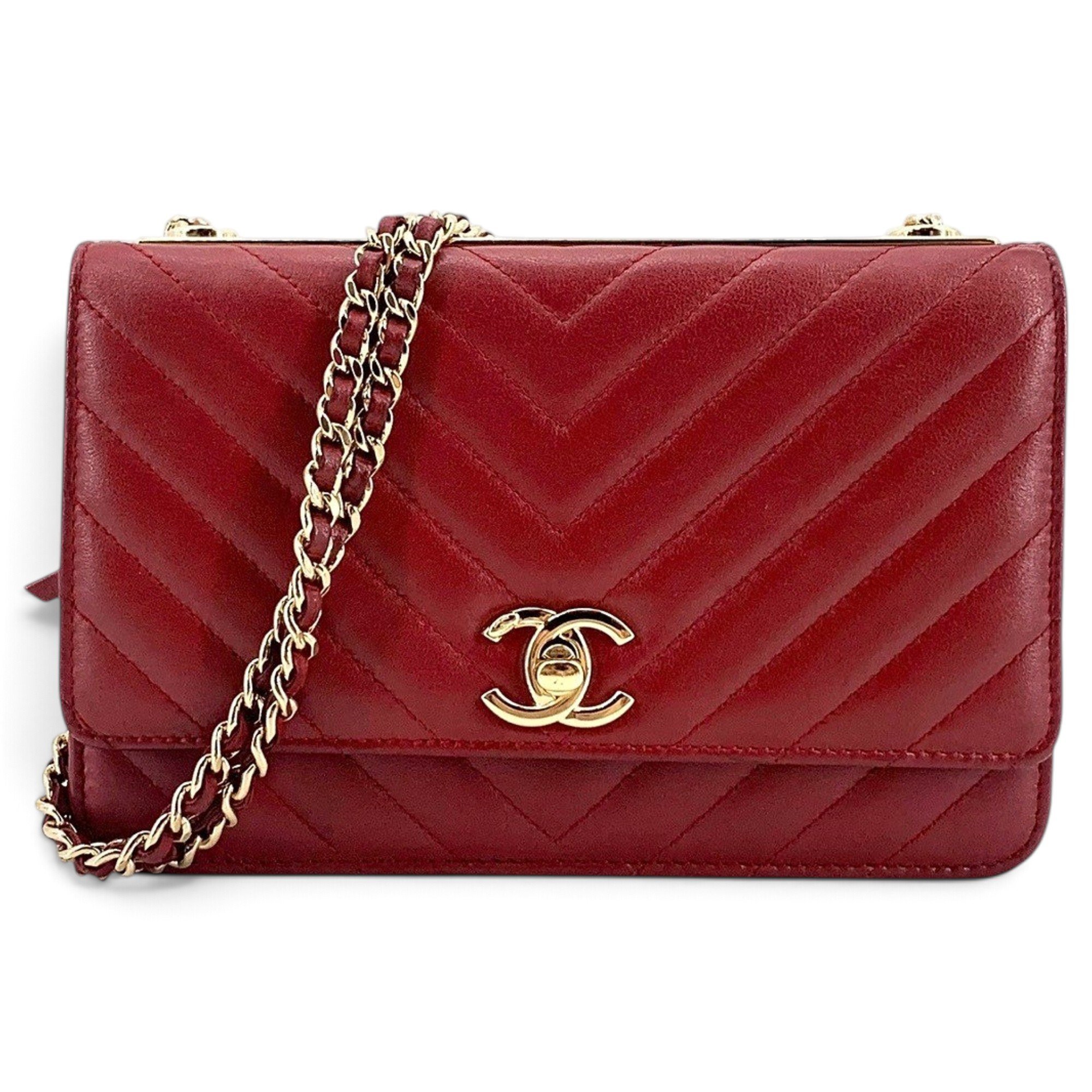 Trendy CC leather crossbody bag