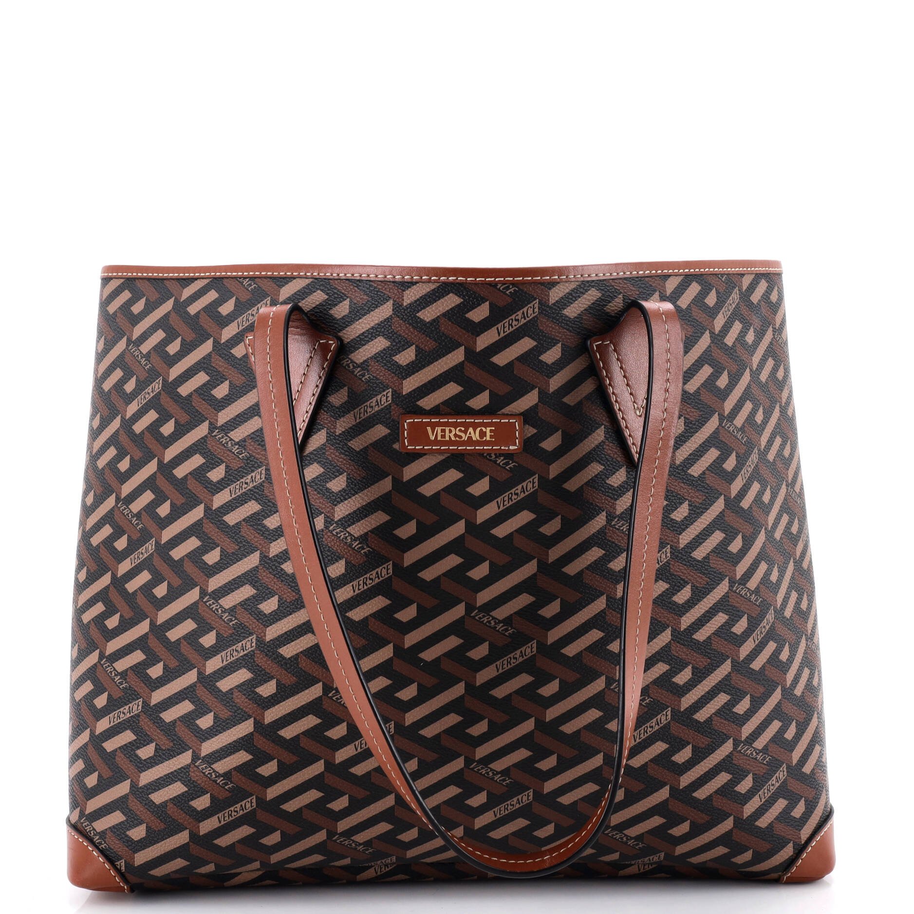 Shopping Tote (Outlet) Printed La Greca Signature Coated Canvas Medium