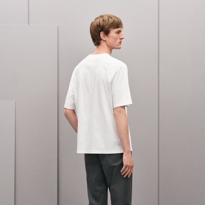 Blanc "H'Cheval" T-shirt With Leather Detail