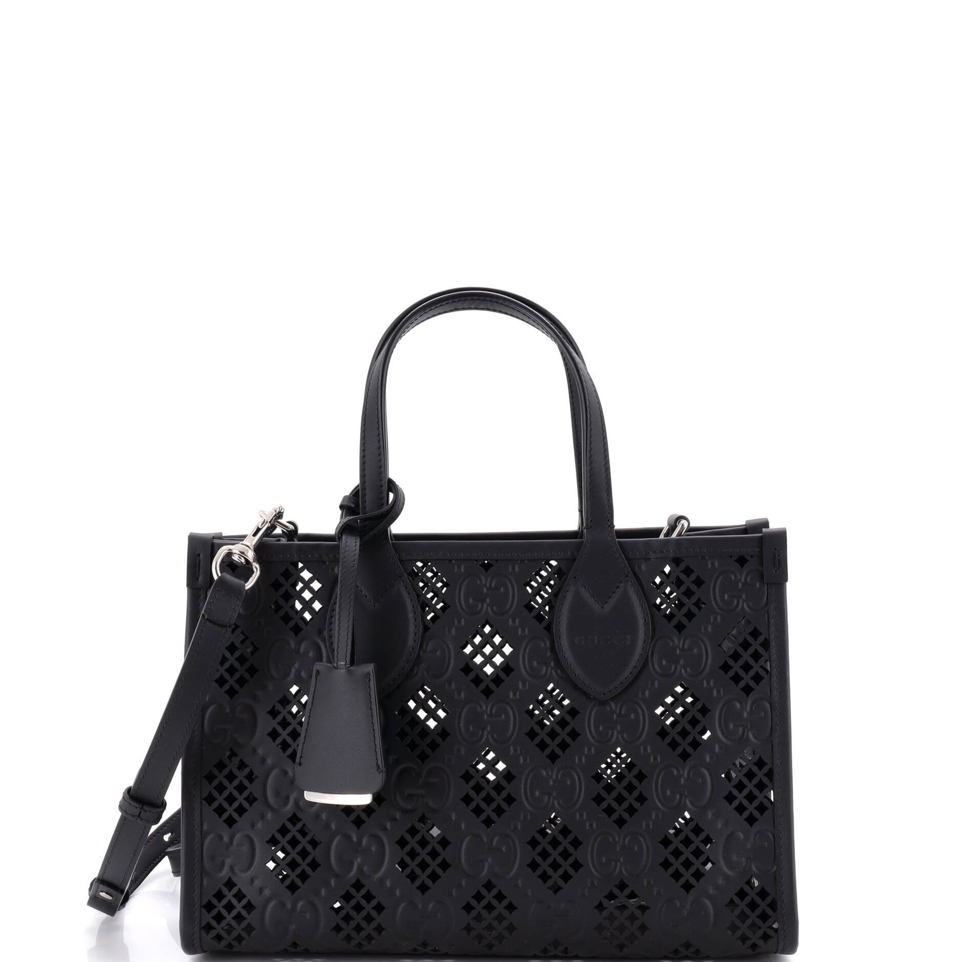 Convertible Tote GG Debossed Laser Cut Leather Small