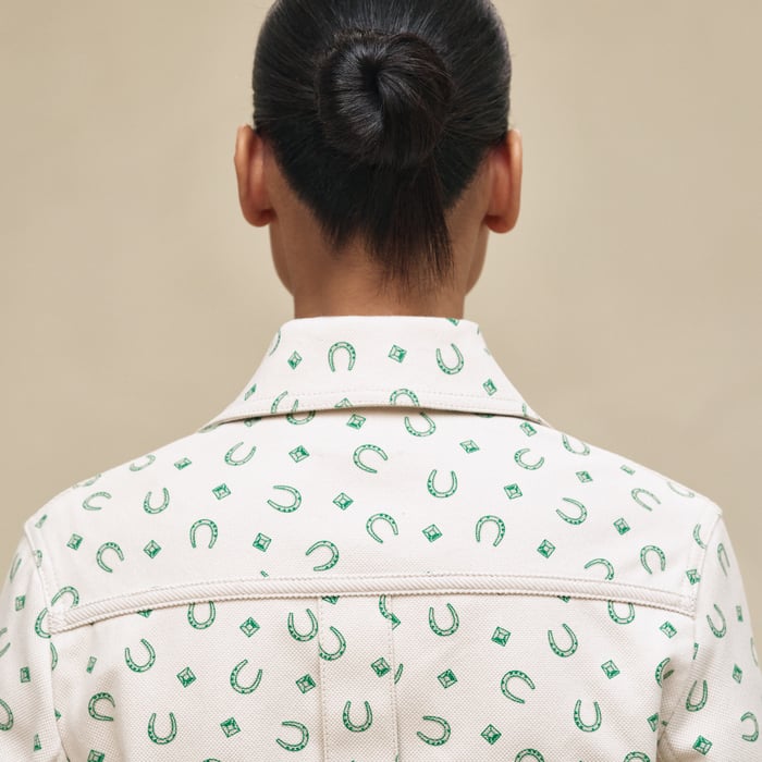 Beige Glaise "Porte-bonheur Bandana" Denim Jacket