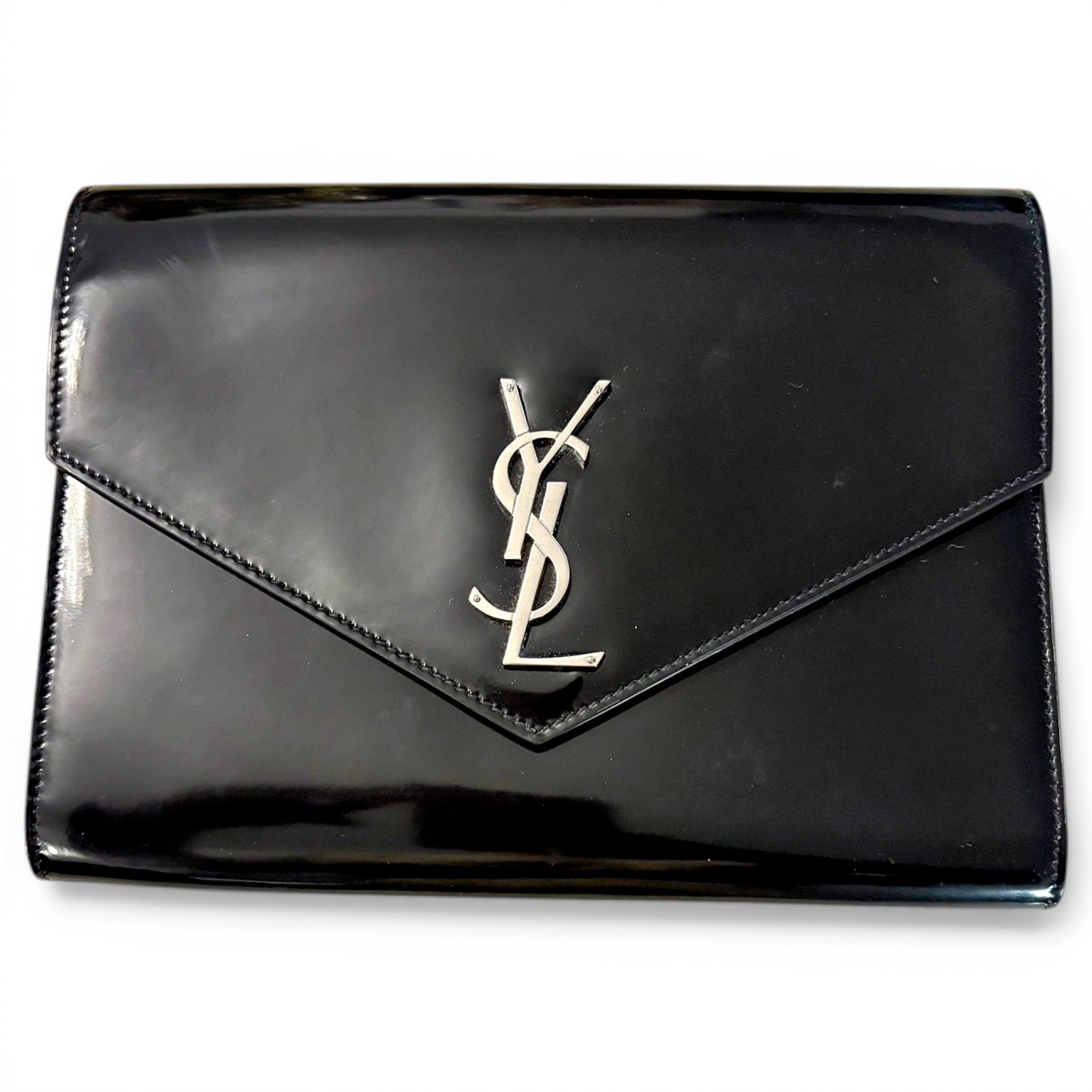 Patent leather clutch bag