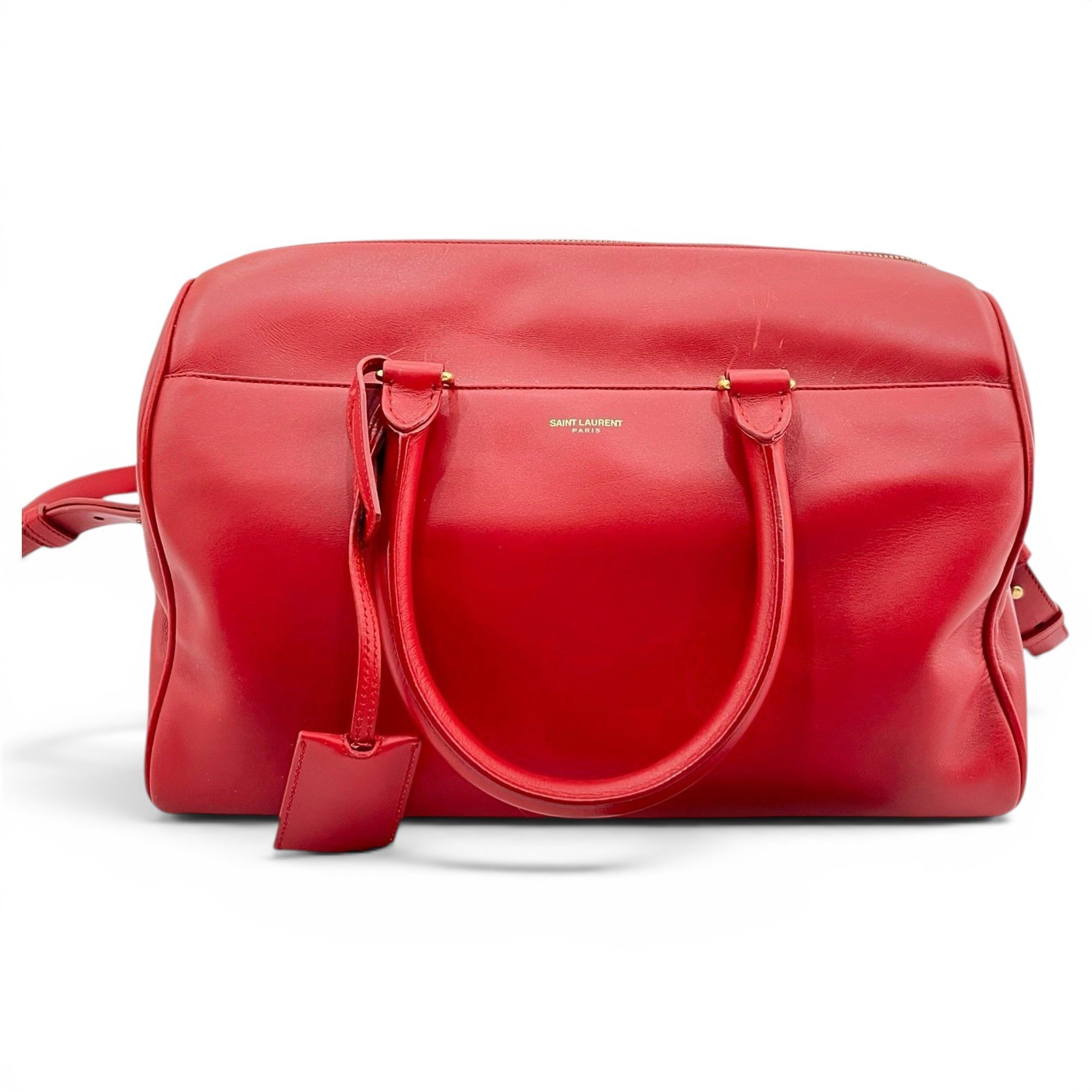 Duffle leather handbag