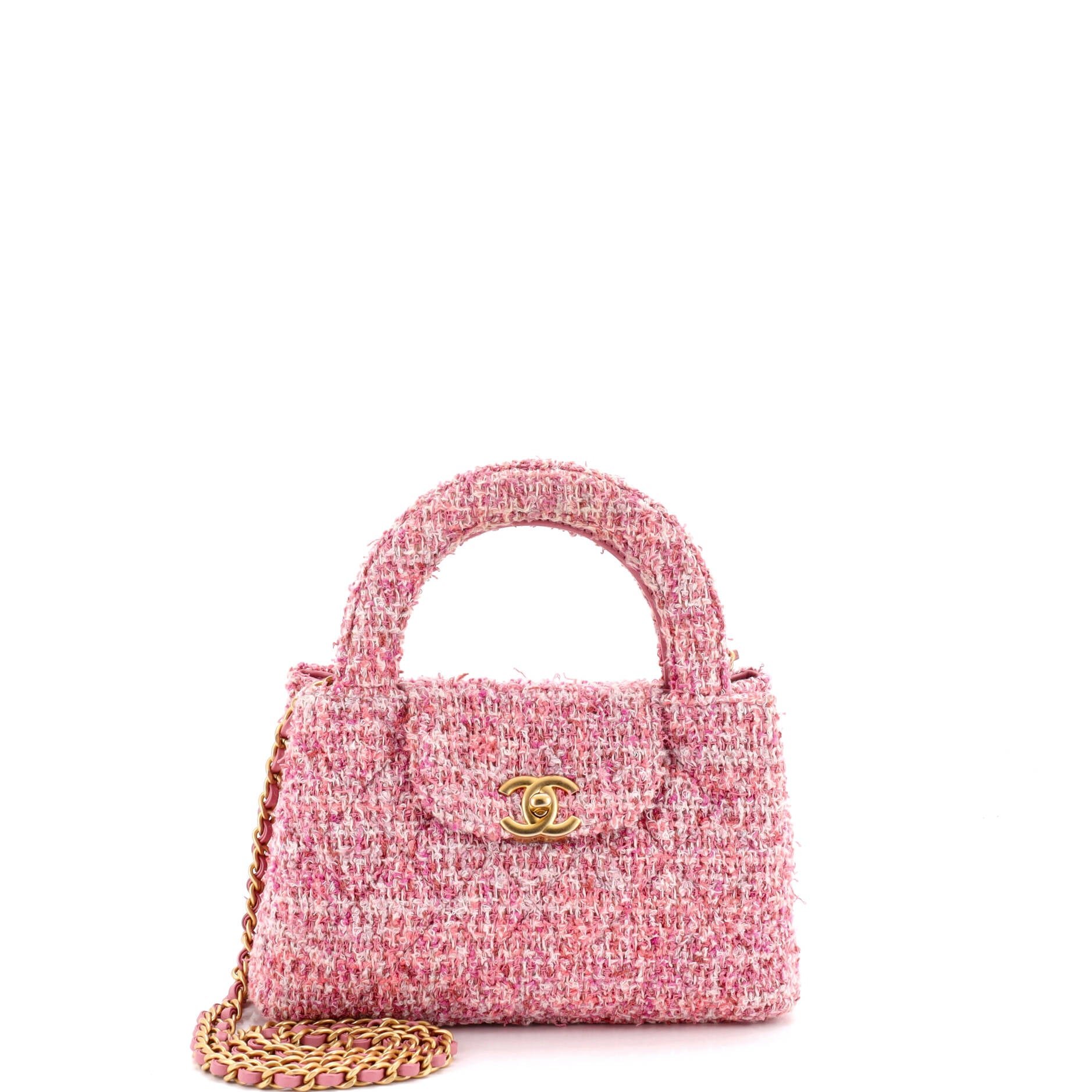 Kelly Top Handle Shopping Bag Quilted Tweed Mini