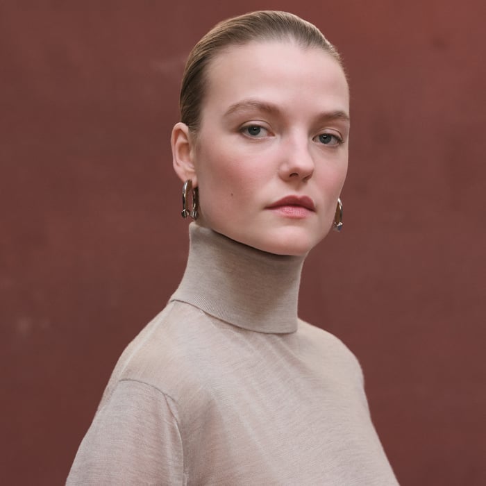 Beige Glaise Cashmere Long-sleeve Sweater