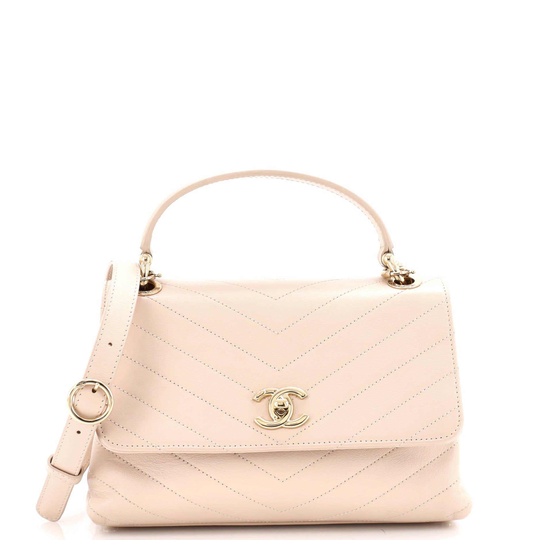 Chevron Chic Top Handle Bag Chevron Calfskin Small