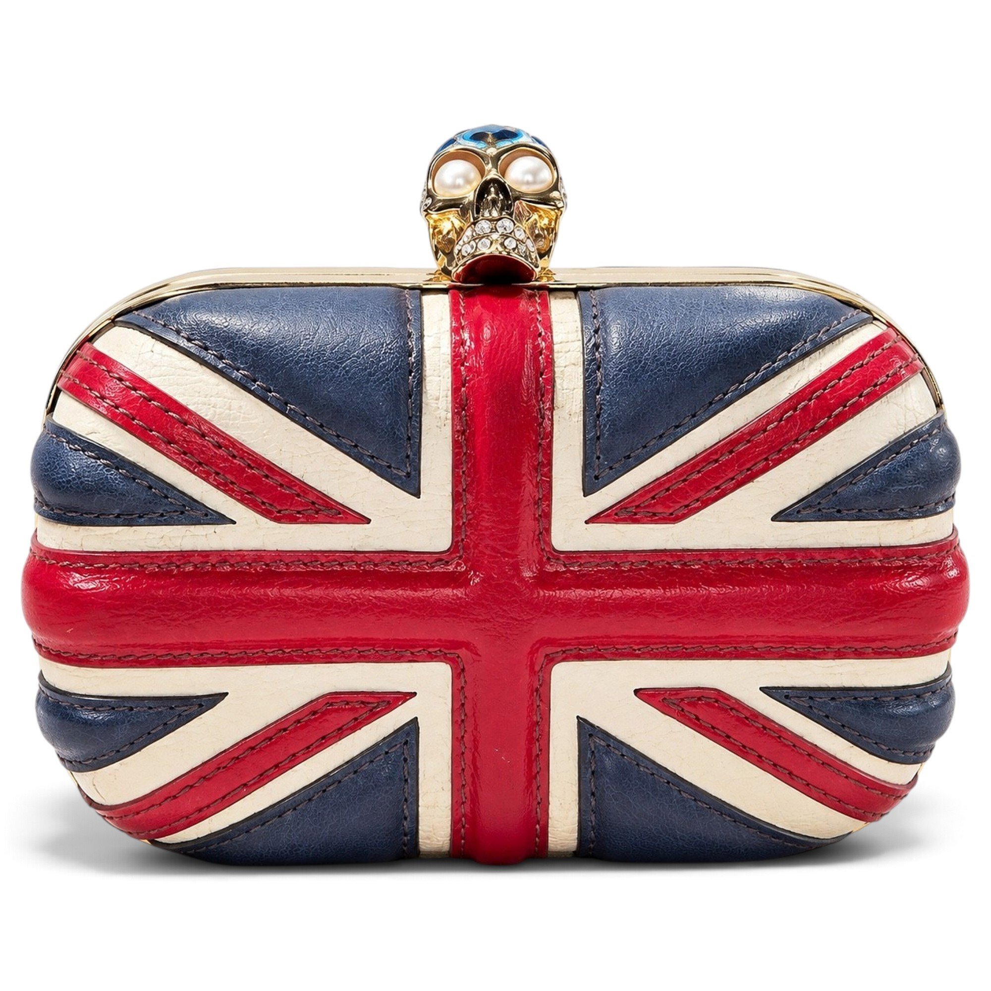 Skull leather clutch bag