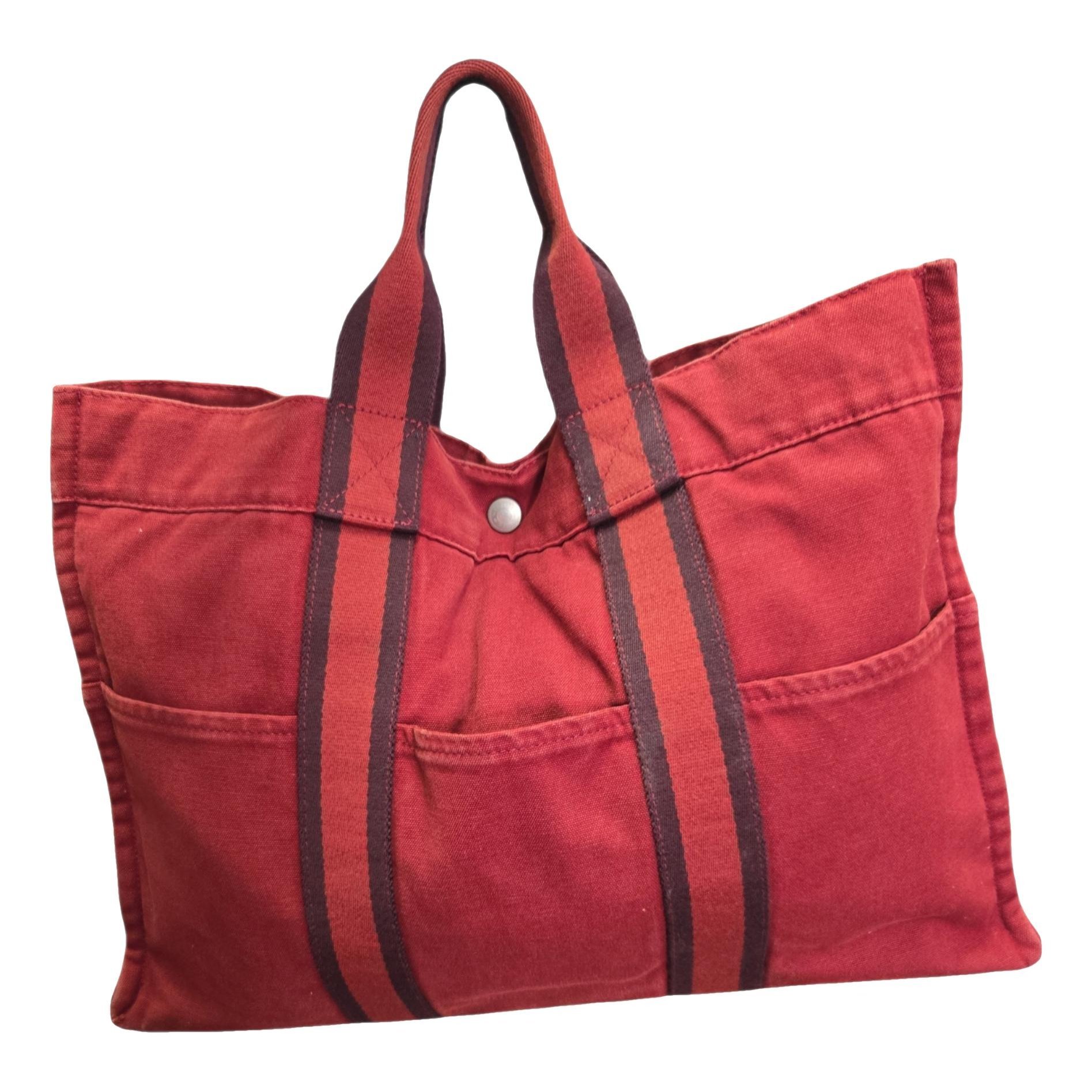 Hermes Toto Handbag Toile Officier Canvas