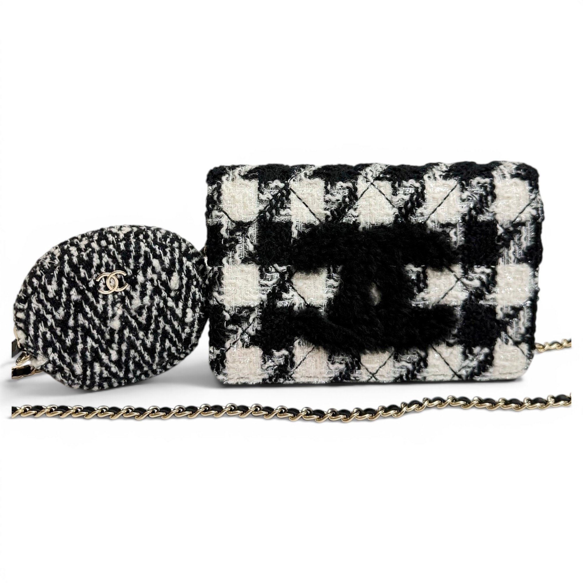 Wallet On Chain tweed crossbody bag