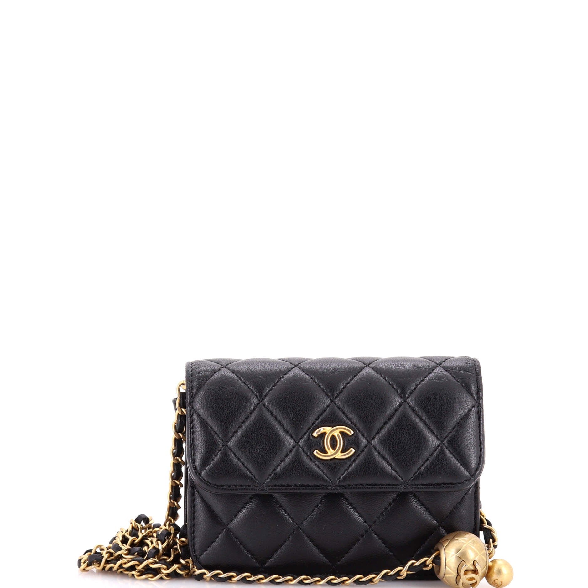 Pearl Crush Flap Clutch with Chain Quilted Lambskin Mini