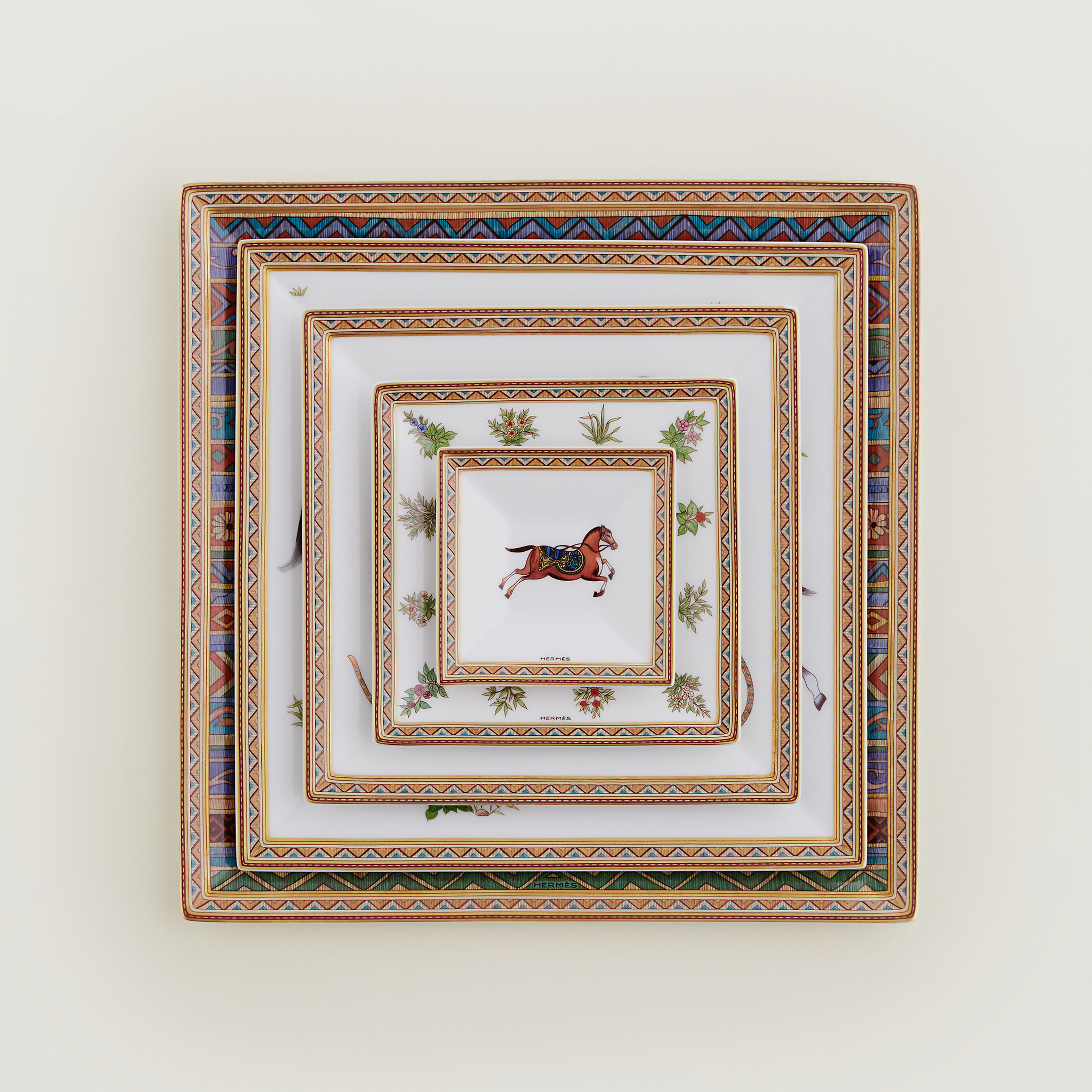 Cheval d’Orient set of 5 square plates (n°1 to 5)