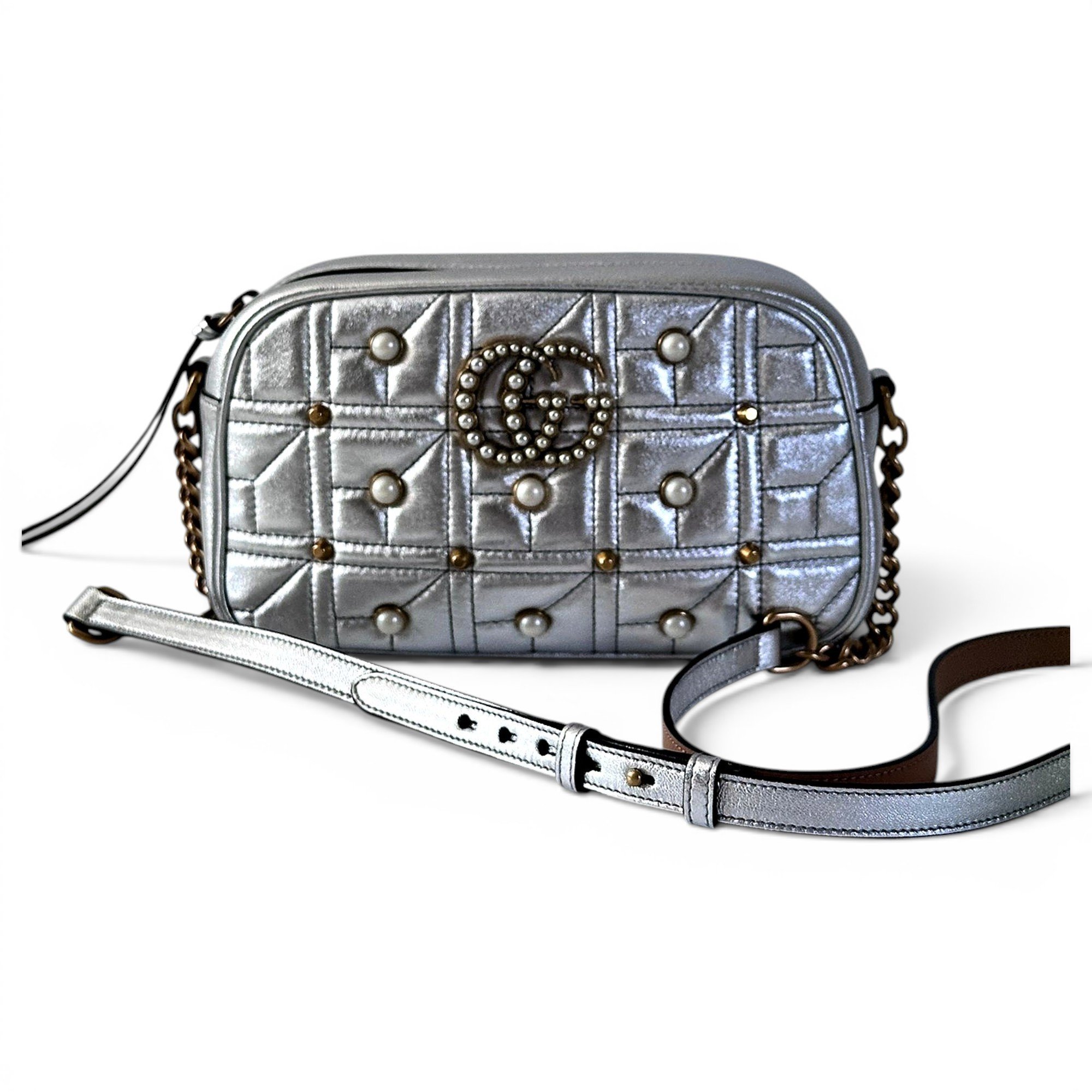 Pearly GG Marmont leather crossbody bag