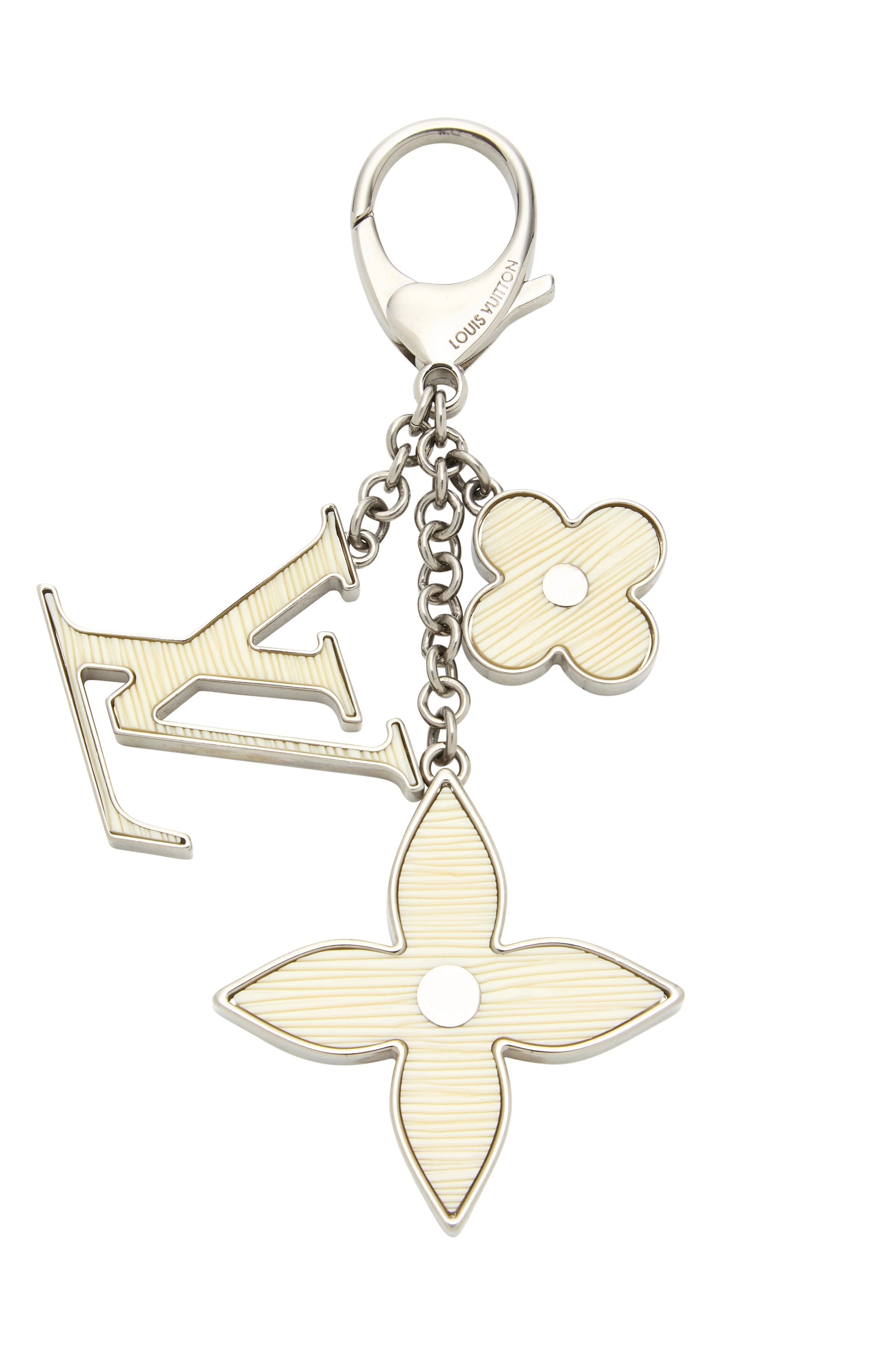 White & Silver Fleur d'Epi Bag Charm