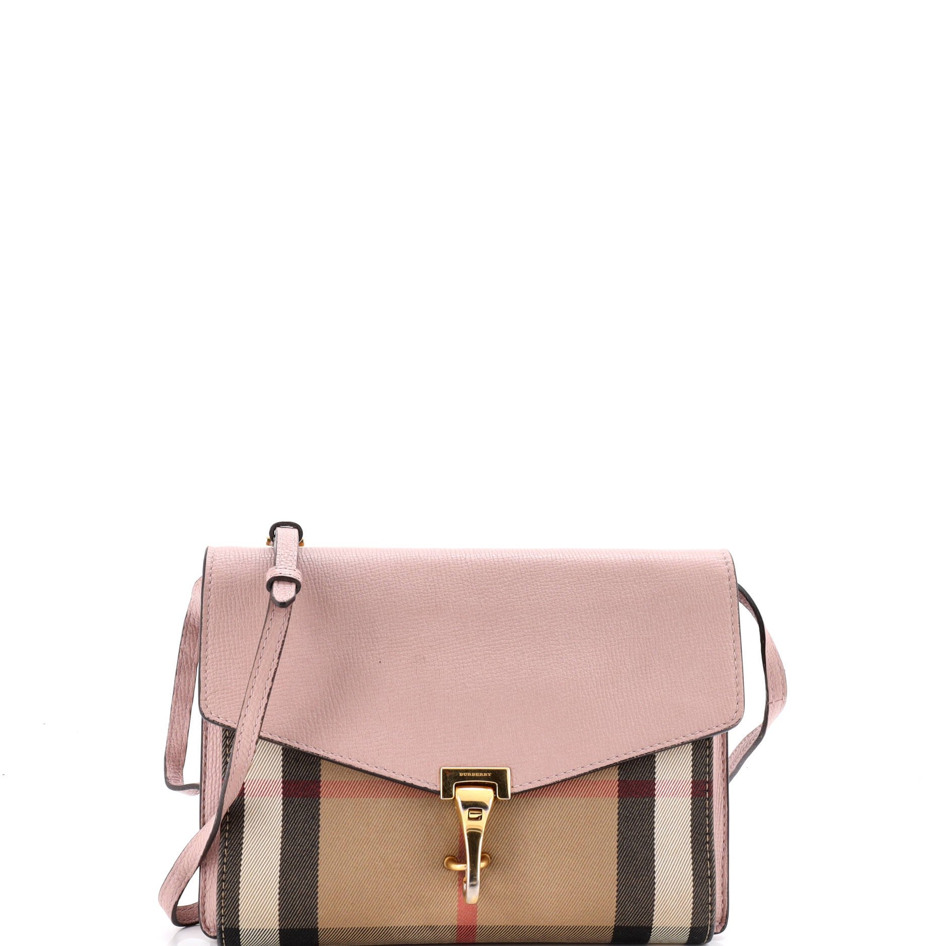 Macken Crossbody Bag Leather and House Check Canvas Small