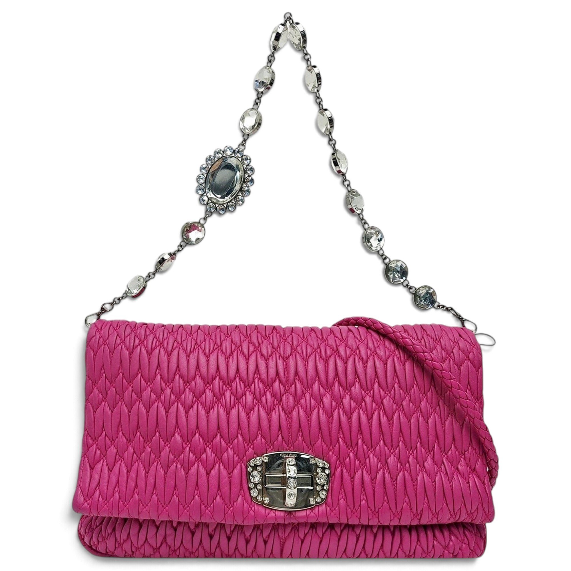 Miu Crystal leather handbag