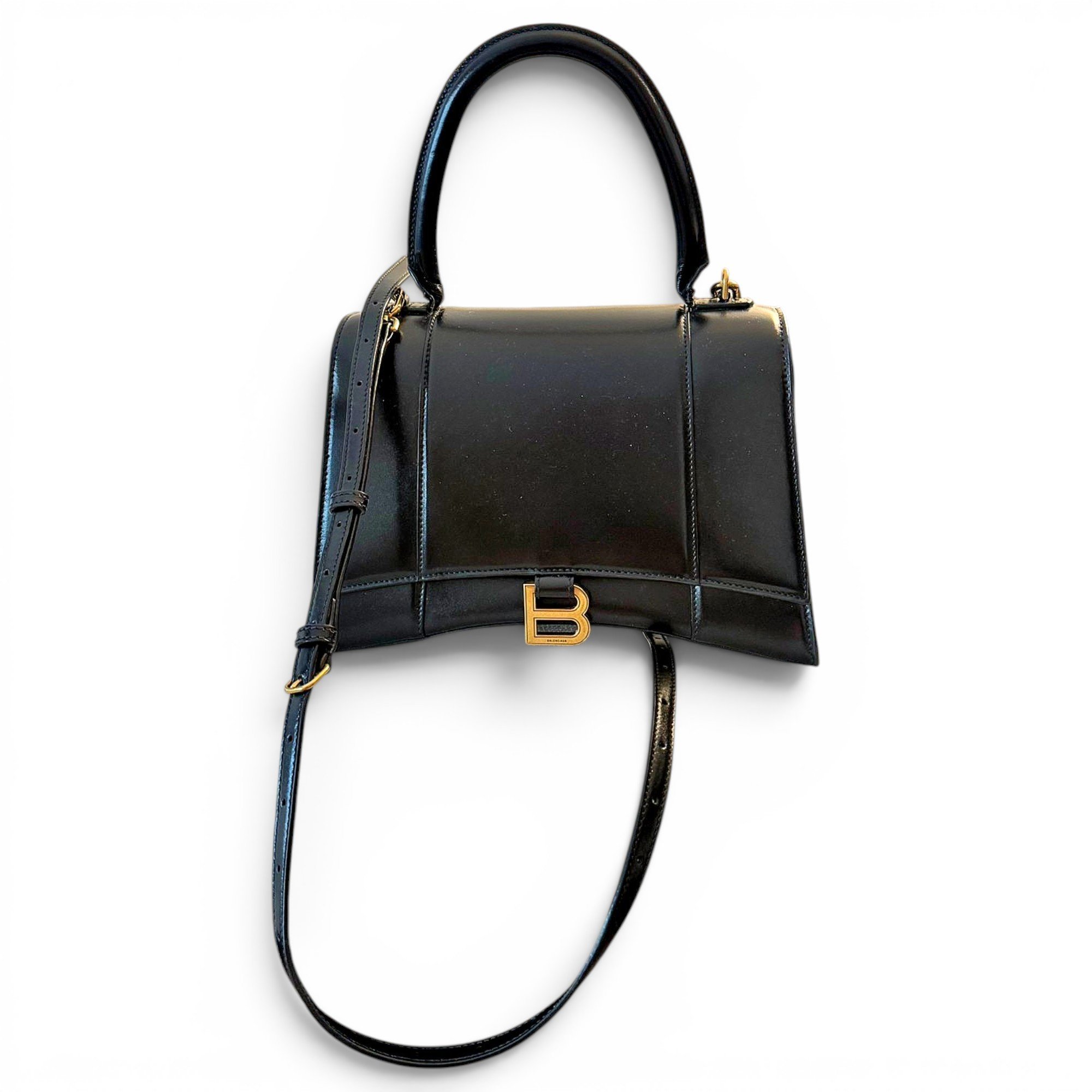 Hourglass leather handbag