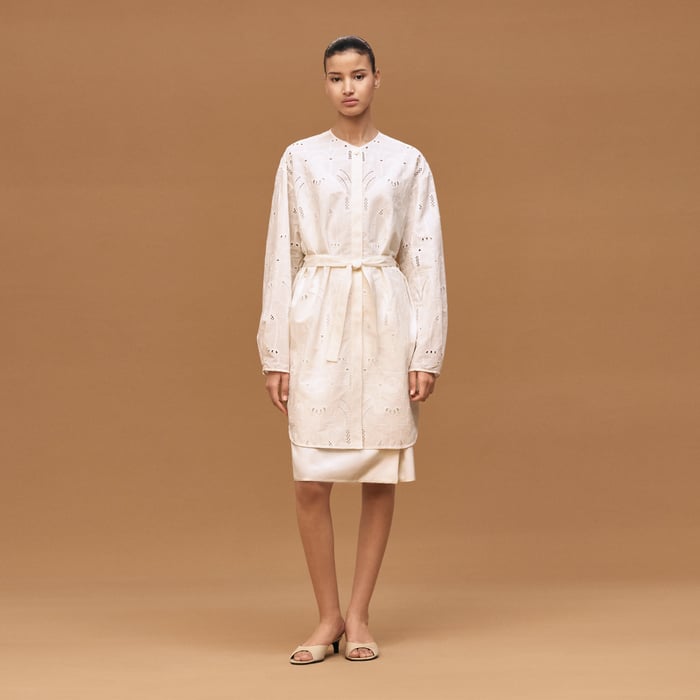 Blanc Cassé Embroidered Short Shirt Dress