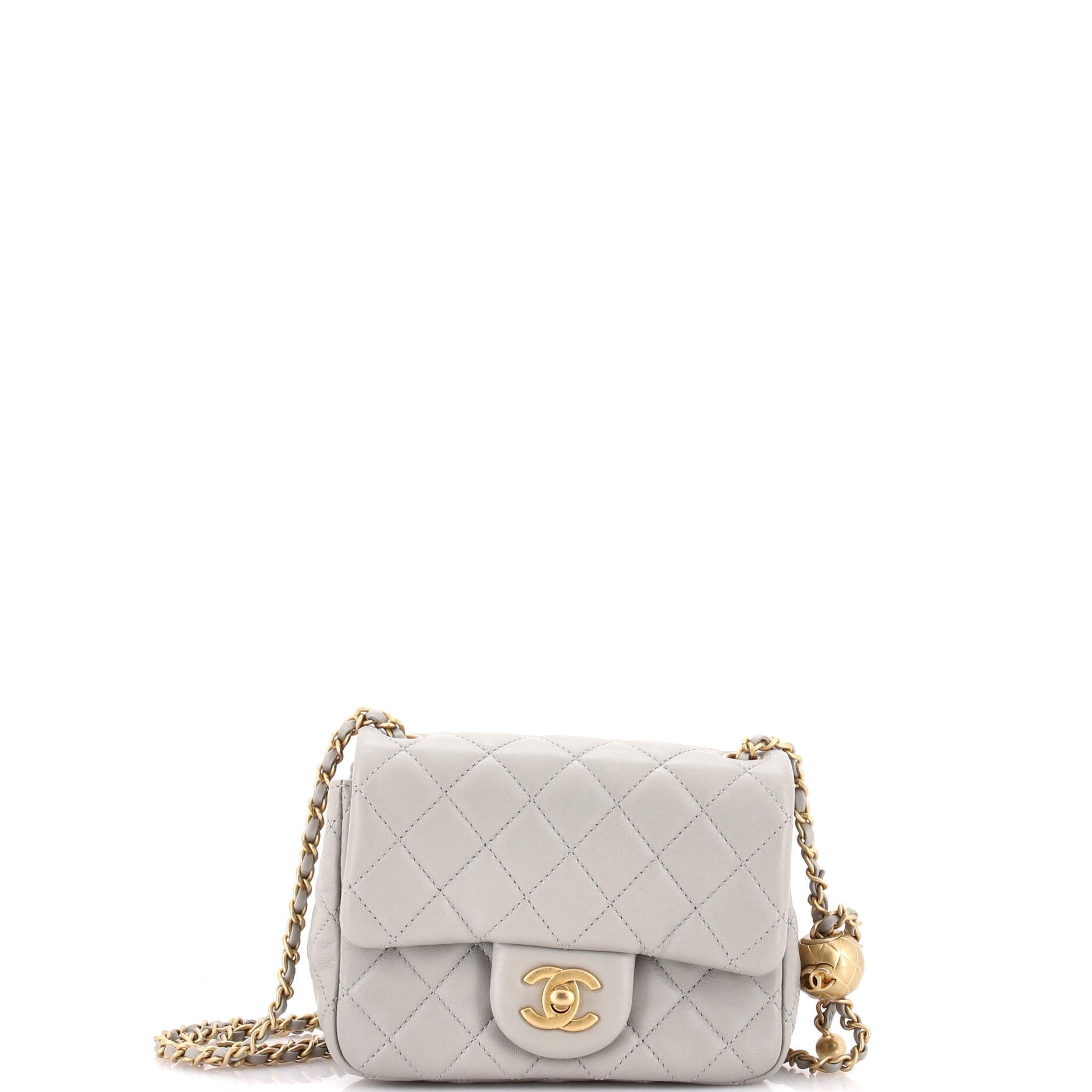 Pearl Crush Square Flap Bag Quilted Lambskin Mini