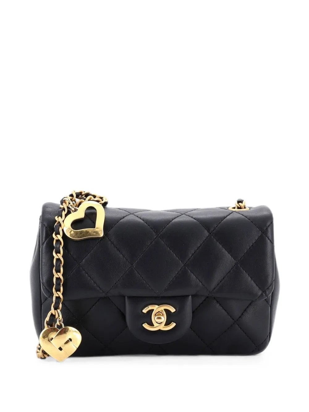 Heart Charms Flap Bag Quilted Lambskin Mini crossbody bag