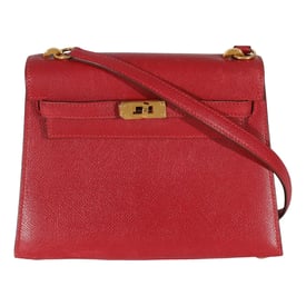 Hermes Kelly Handbag Rouge Vif Courchevel Leather