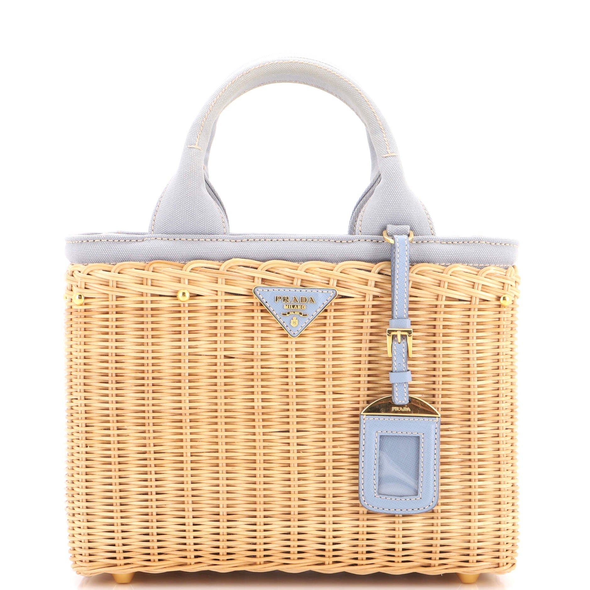 Basket Bag Wicker with Canapa Small