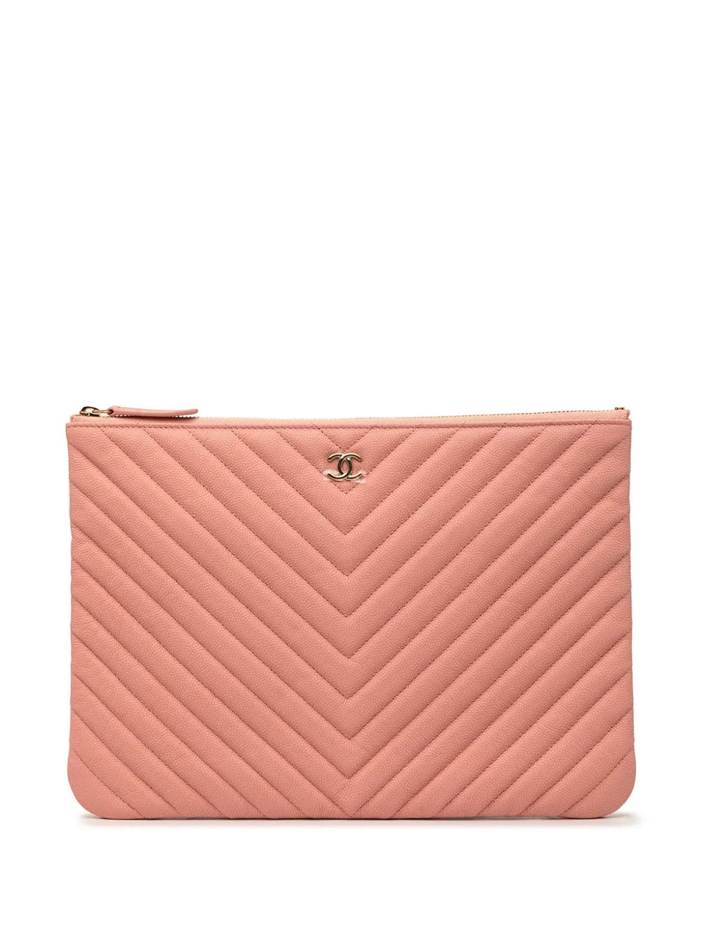 2019 Medium CC Chevron Caviar O Case clutch bag