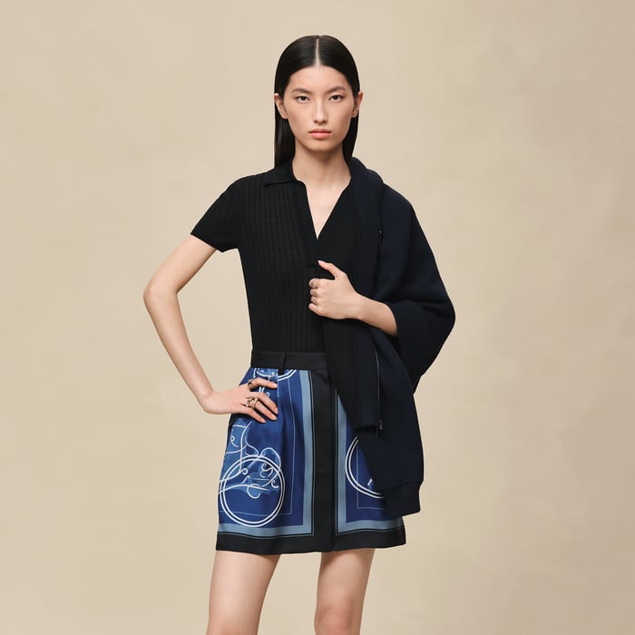 Bleu Noir Mixed Knit Jacket