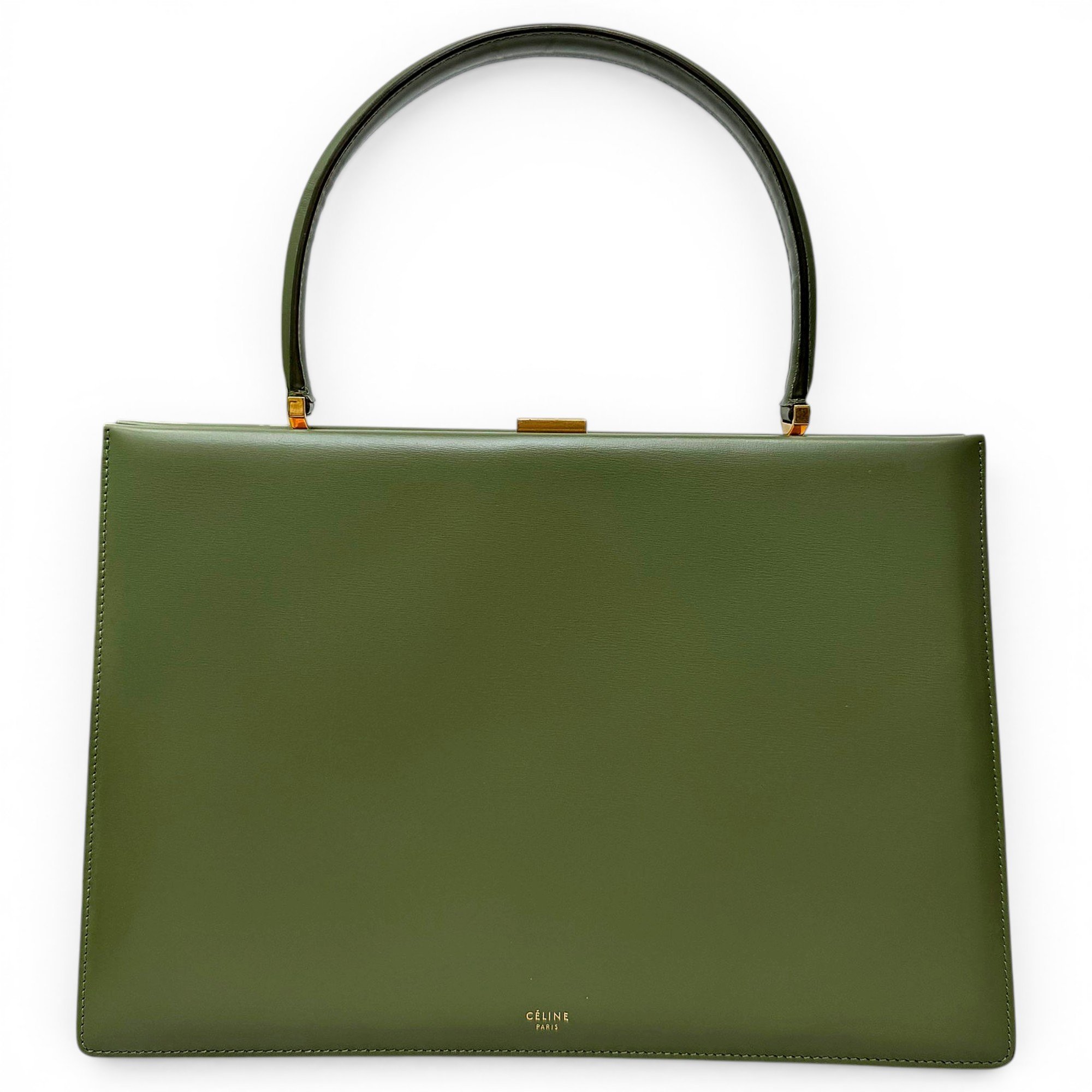 Clasp leather handbag