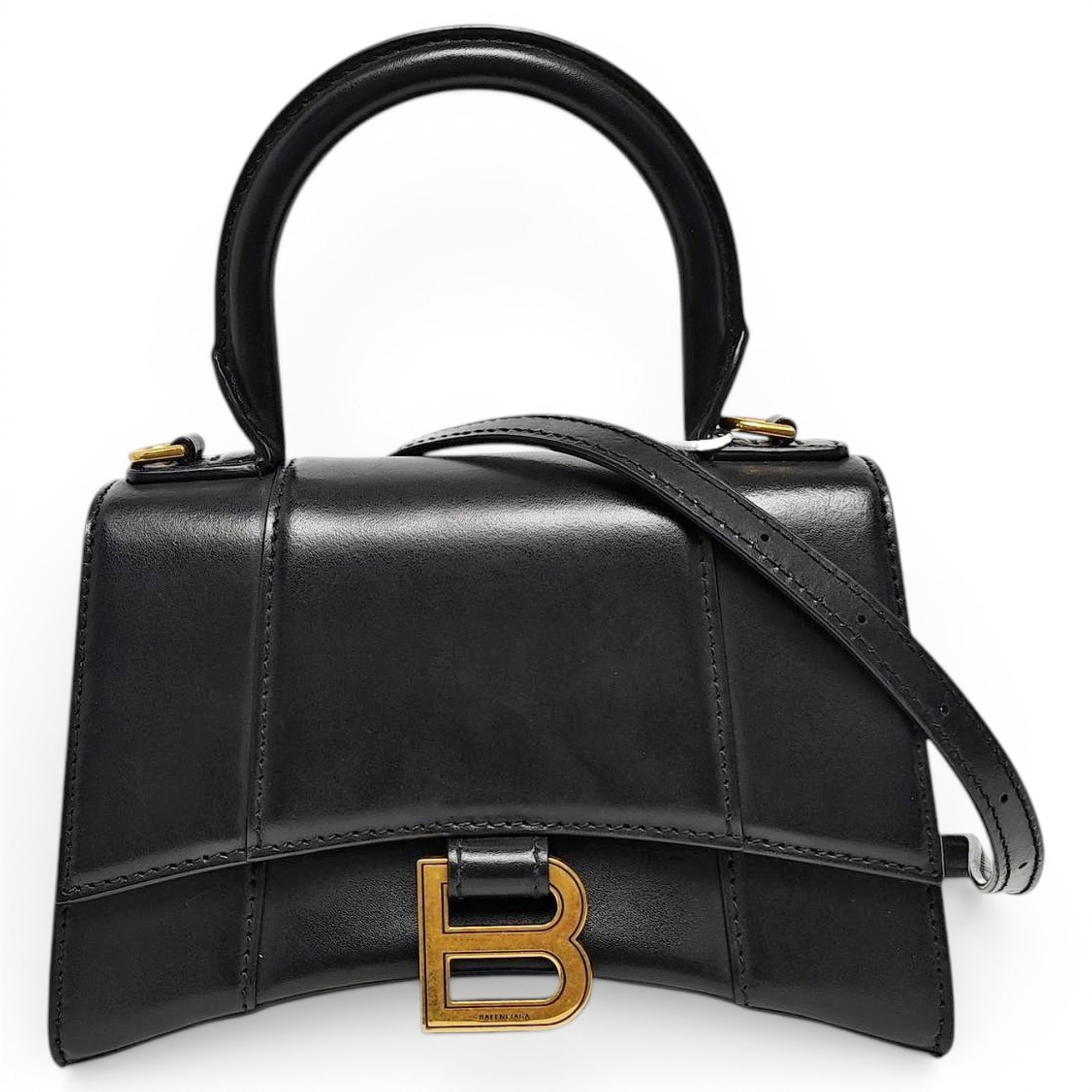 Hourglass leather handbag