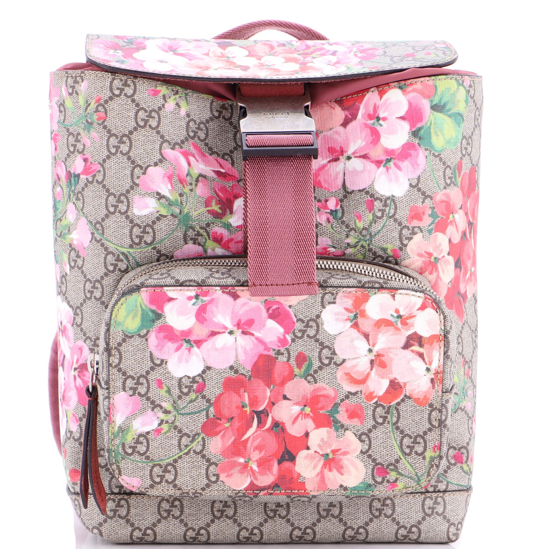Gucci Buckle Backpack Blooms Print GG Coated Canvas Small