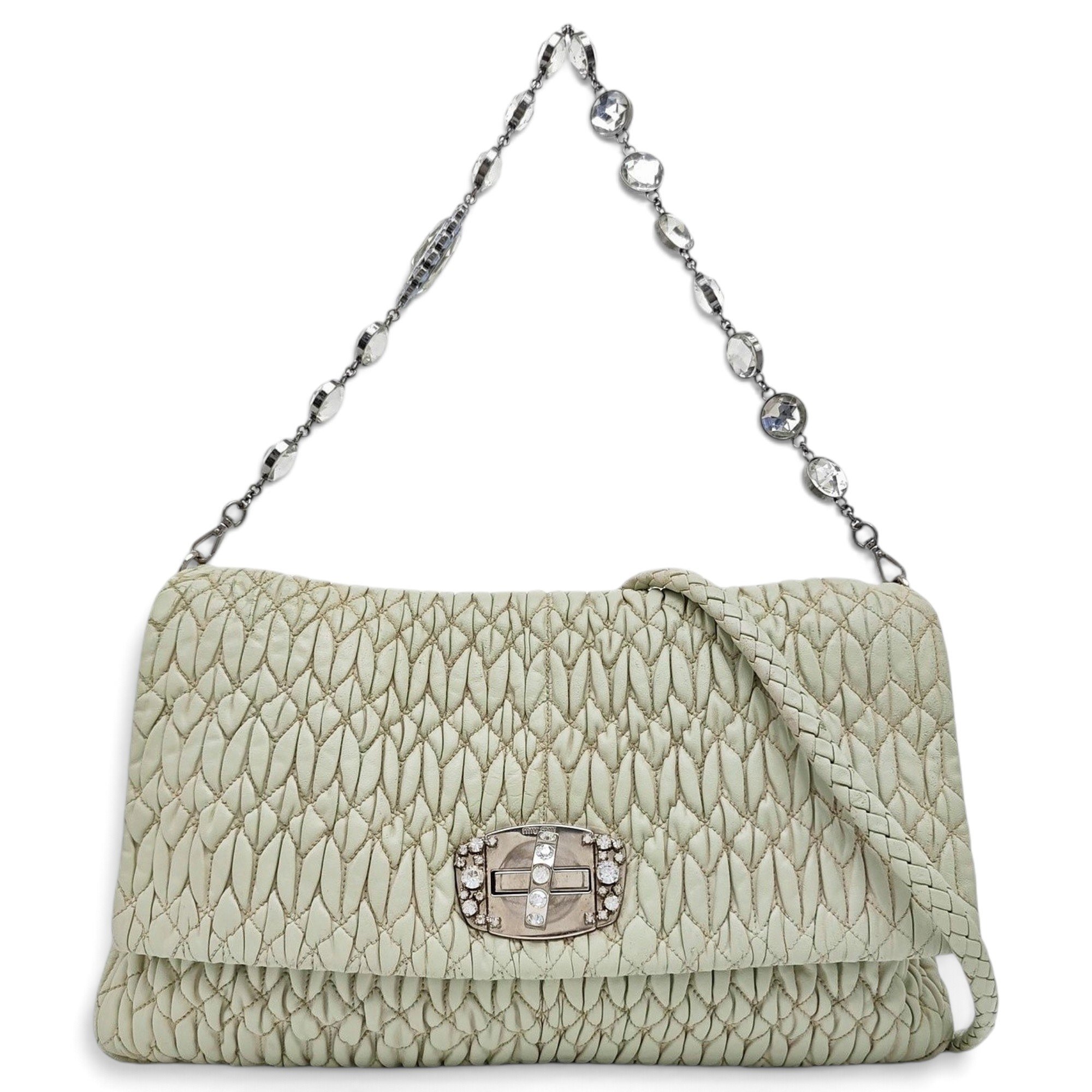 Miu Crystal leather handbag