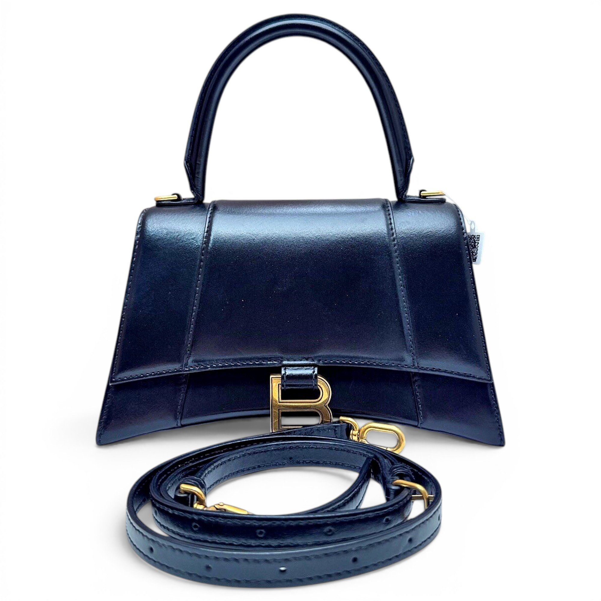 Hourglass leather handbag